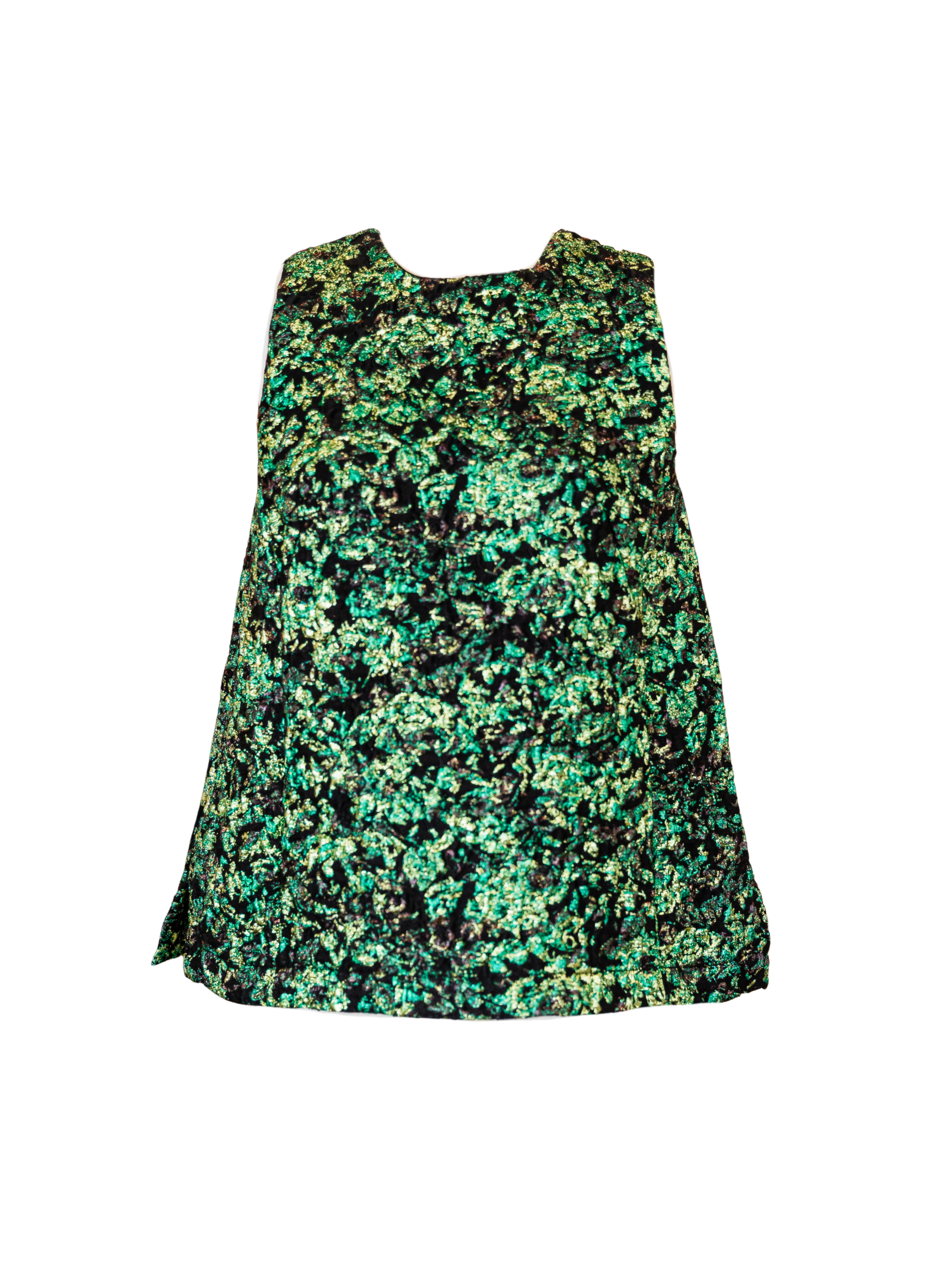 Sleeveless Print Bell Top - Peacock Green