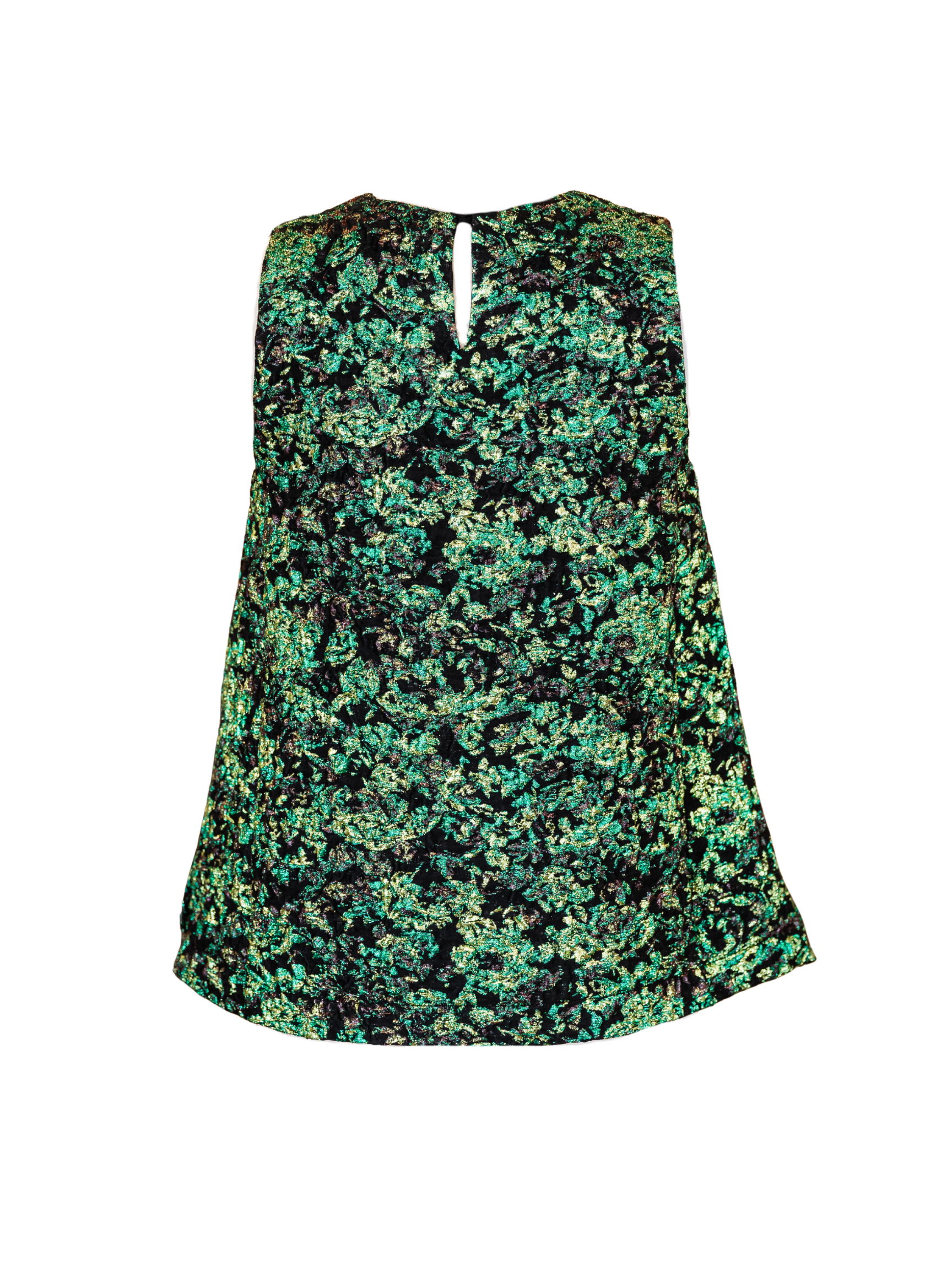 Sleeveless Print Bell Top - Peacock Green