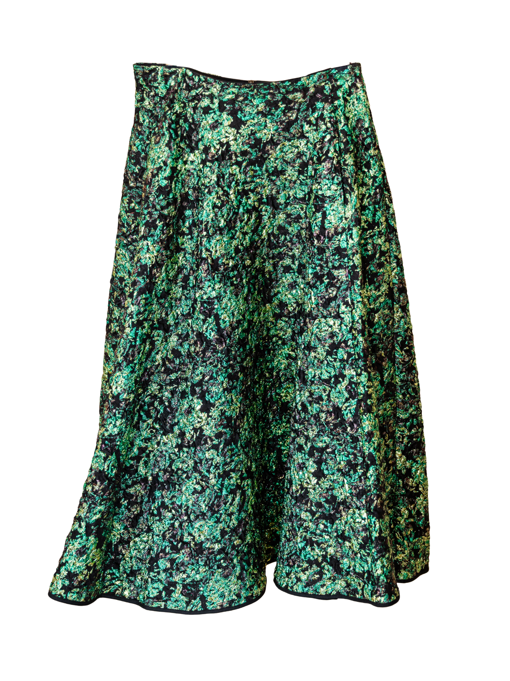 Print Bell Midi Skirt - Peacock Green