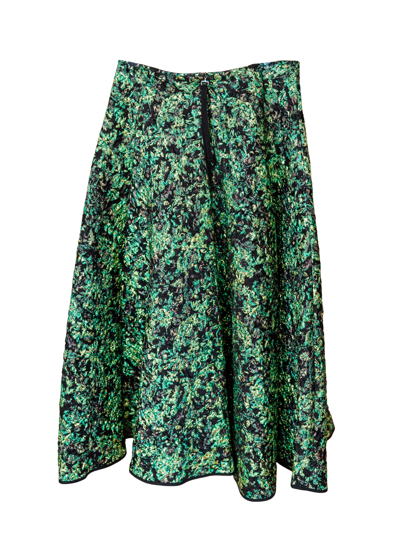 Print Bell Midi Skirt - Peacock Green