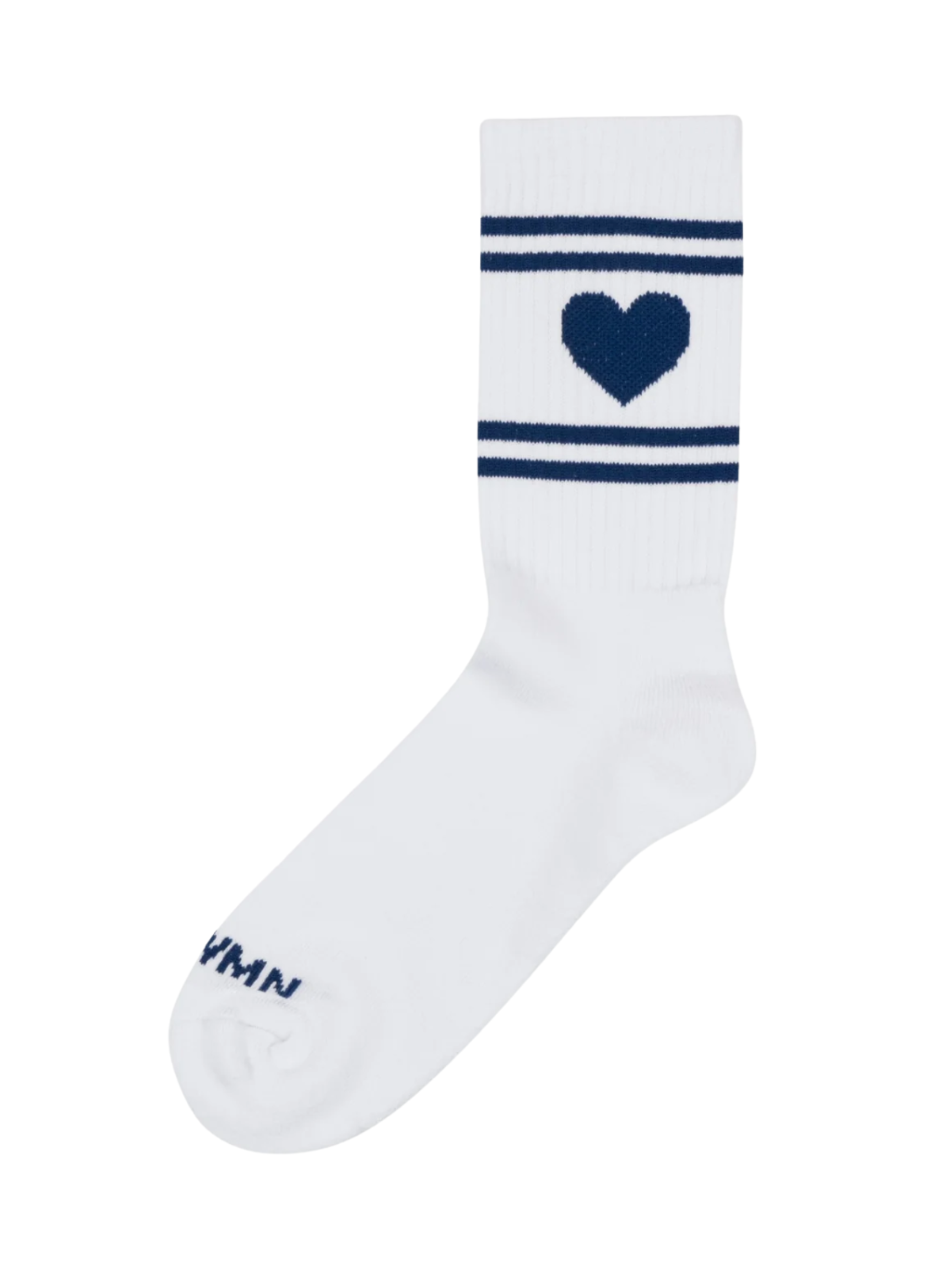 Heart Logo Crew Socks - White/Navy