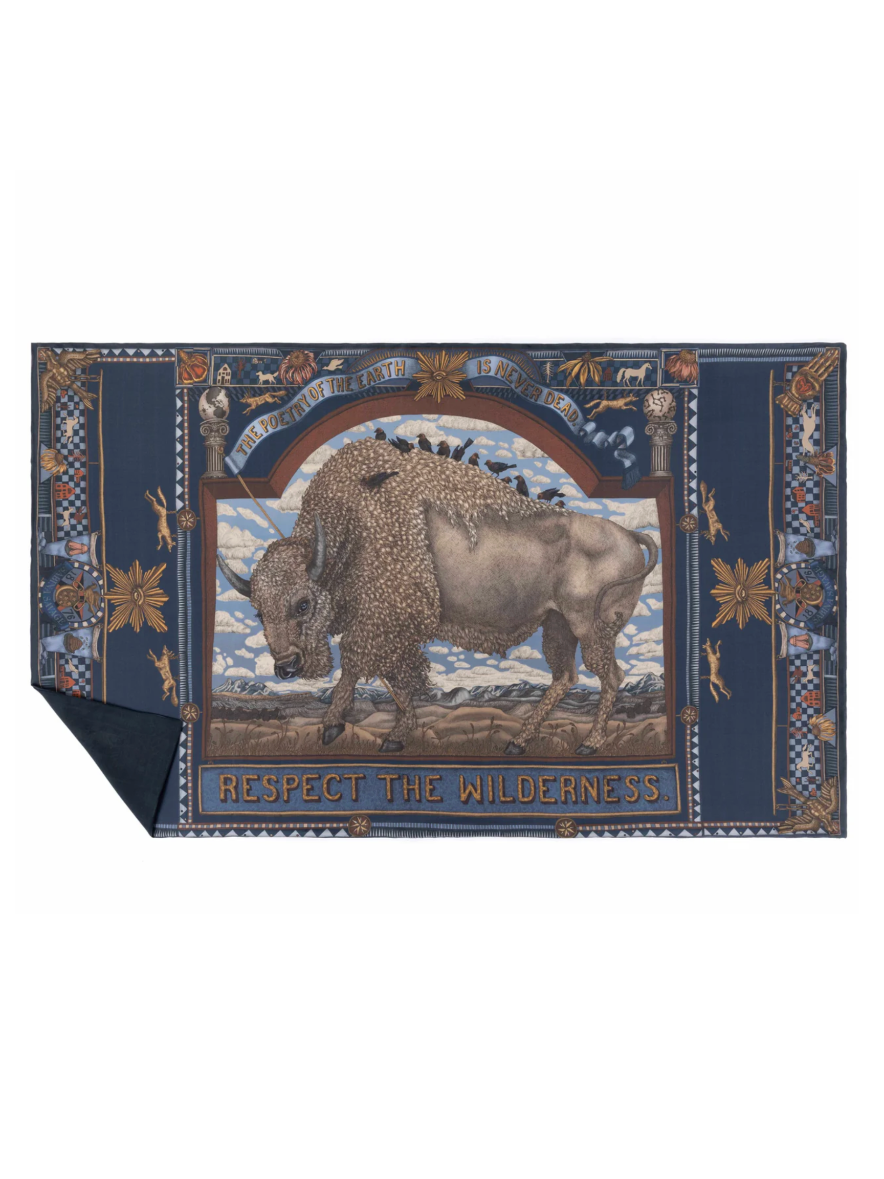 Cashmere Stole-Secrets of the Bison-Chambray/Stone