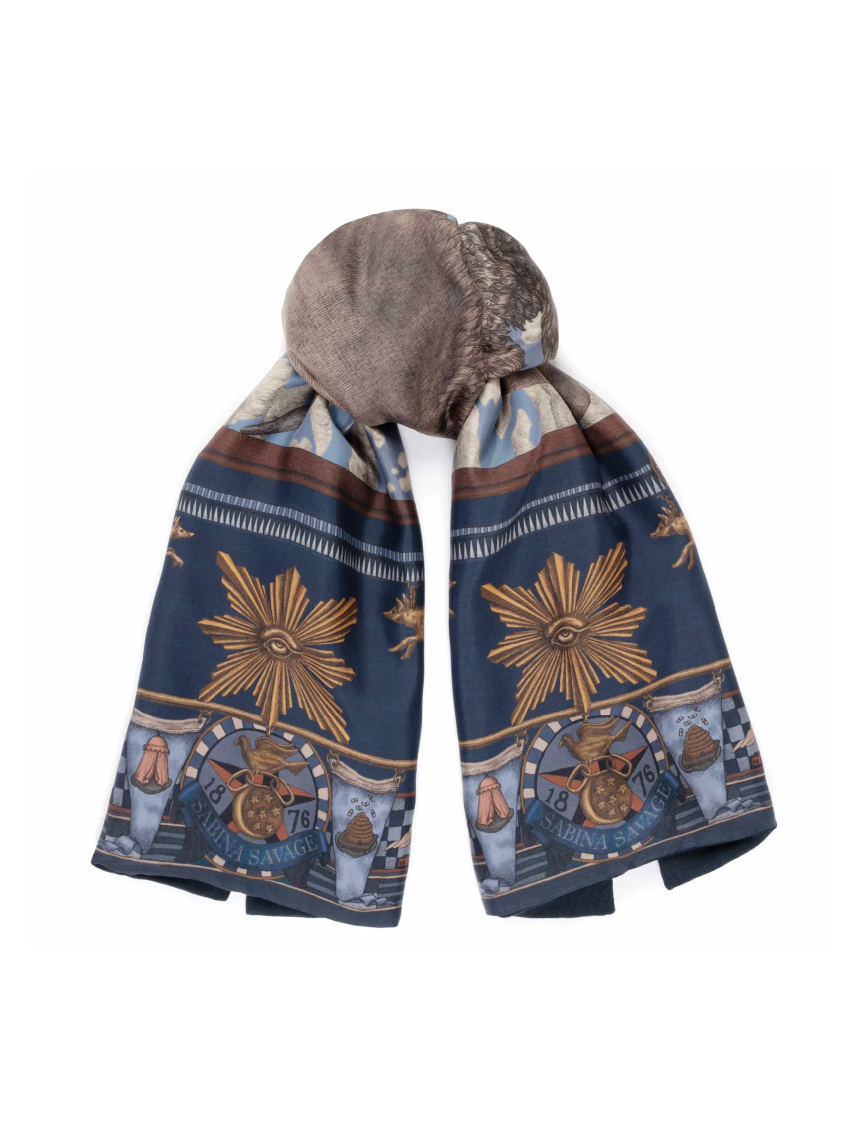 Cashmere Stole-Secrets of the Bison-Chambray/Stone