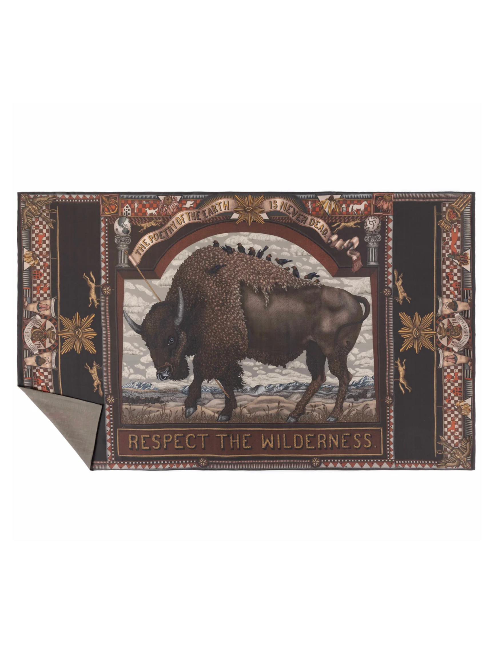 Cashmere Stole-Secrets of the Bison-Sanguine/Stone