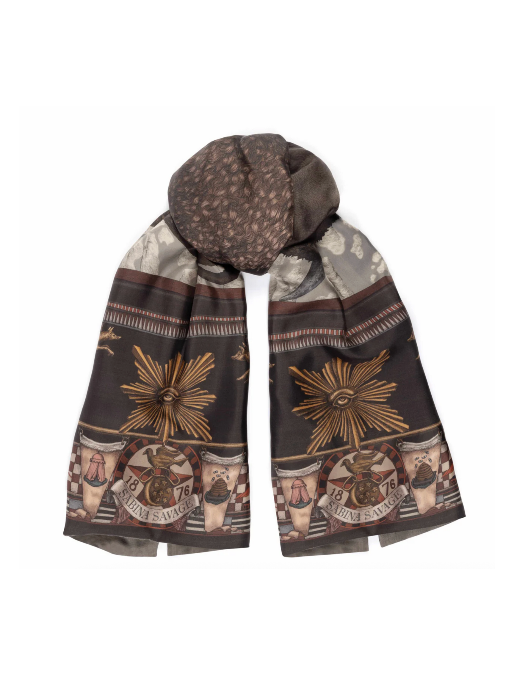 Cashmere Stole-Secrets of the Bison-Sanguine/Stone