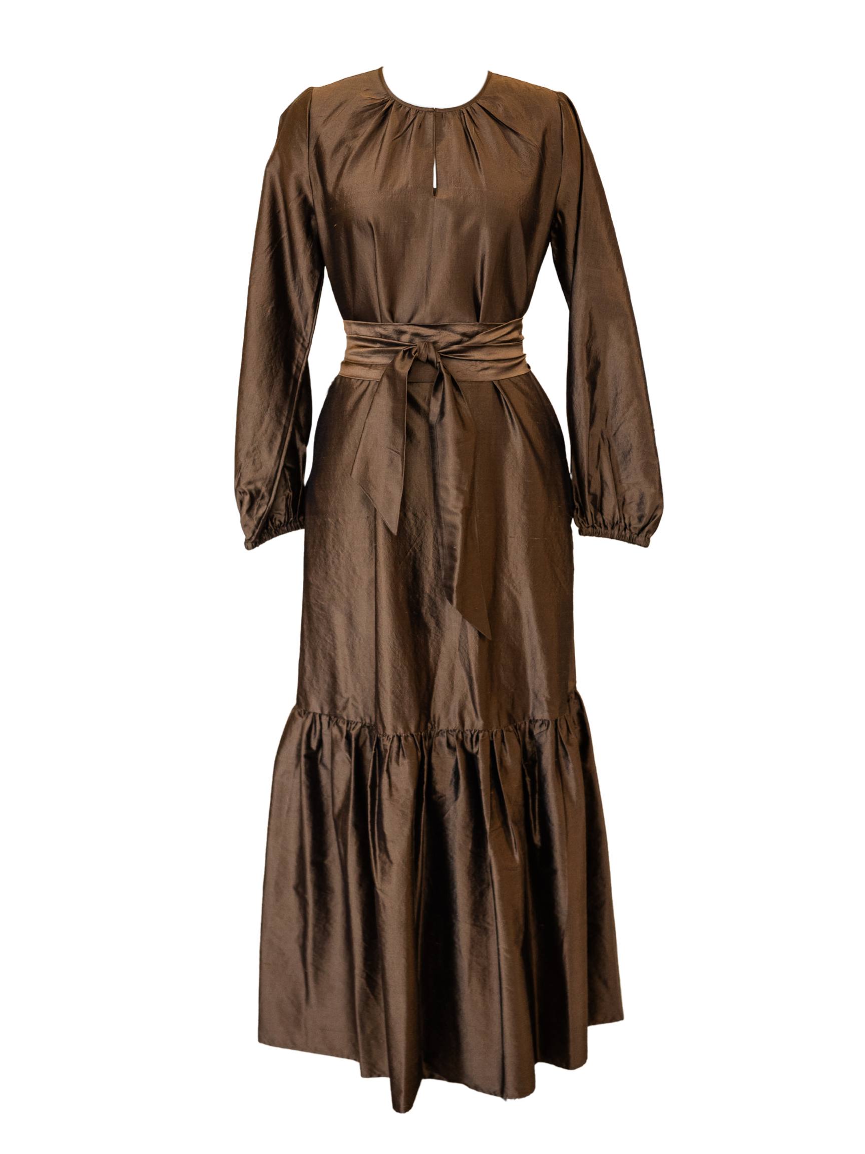 Aba Maxi Dress - Copper Washed Silk Shantung