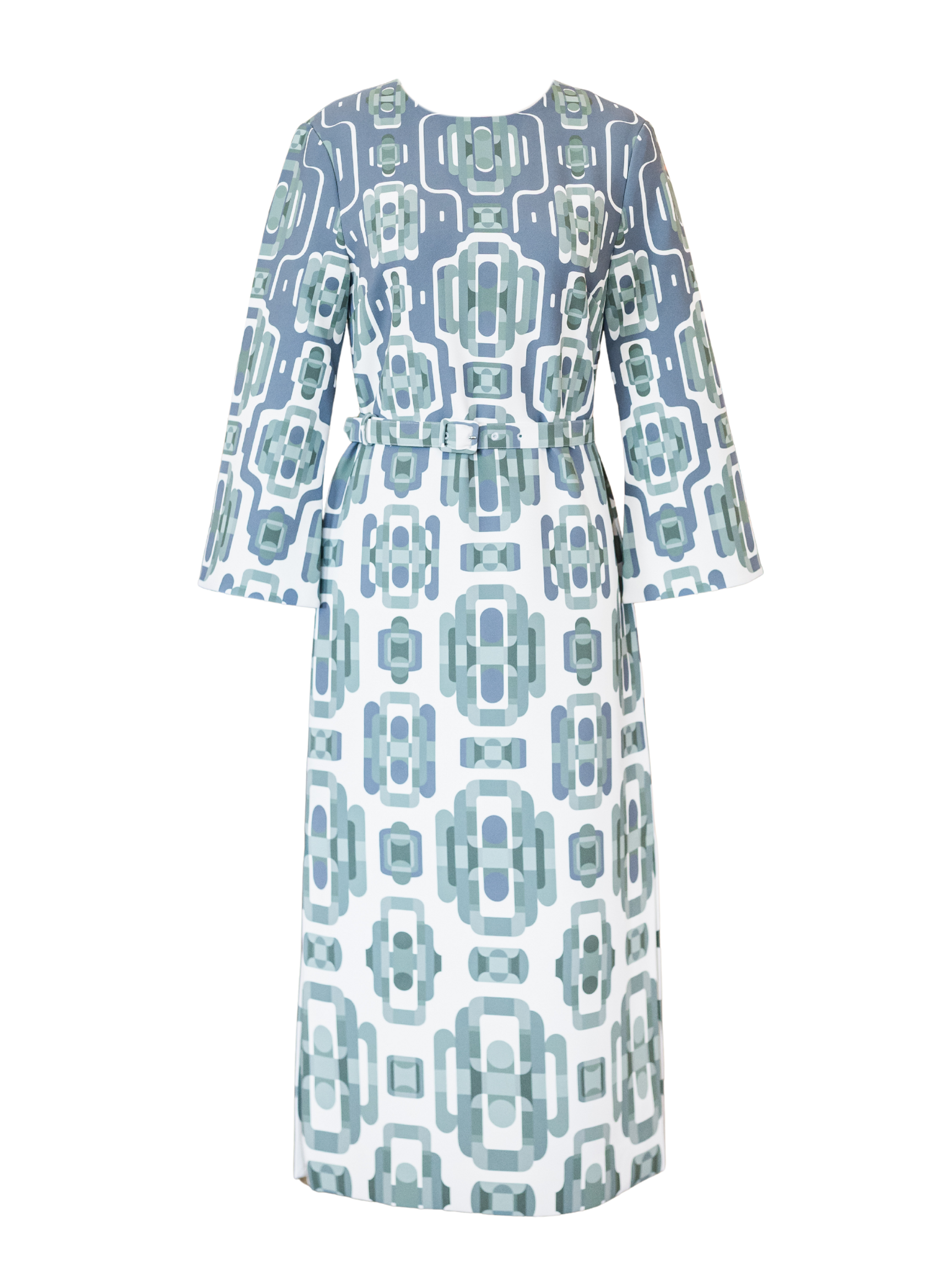 Larissa Dress - Blue/Sage Print