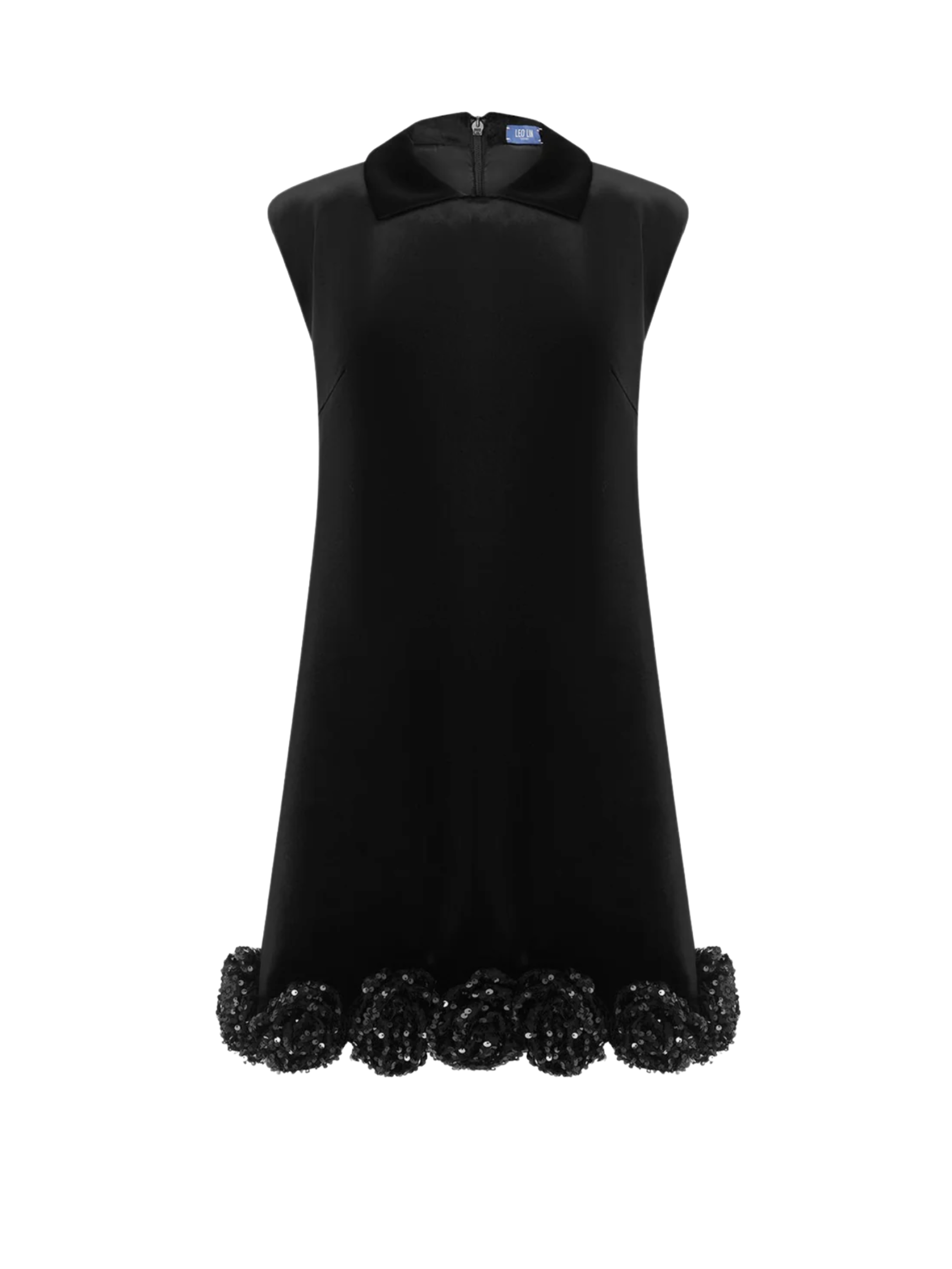 Lingyu Velvet Embellished Mini Dress - Ebony