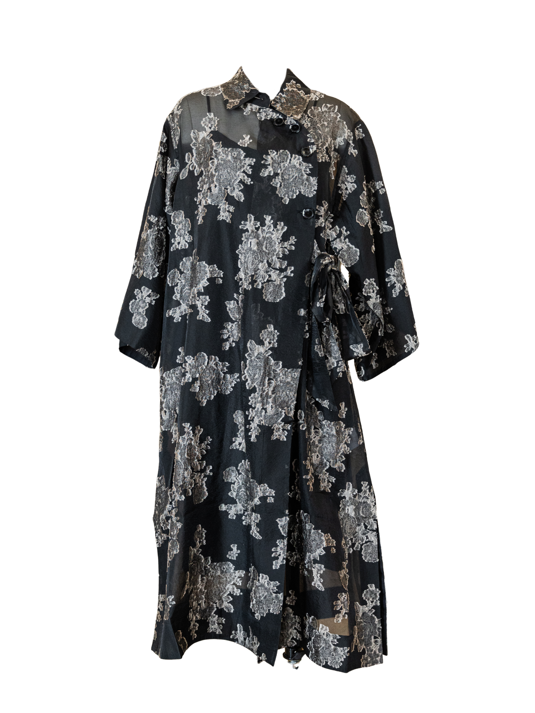 Printed Long Kimono - Black