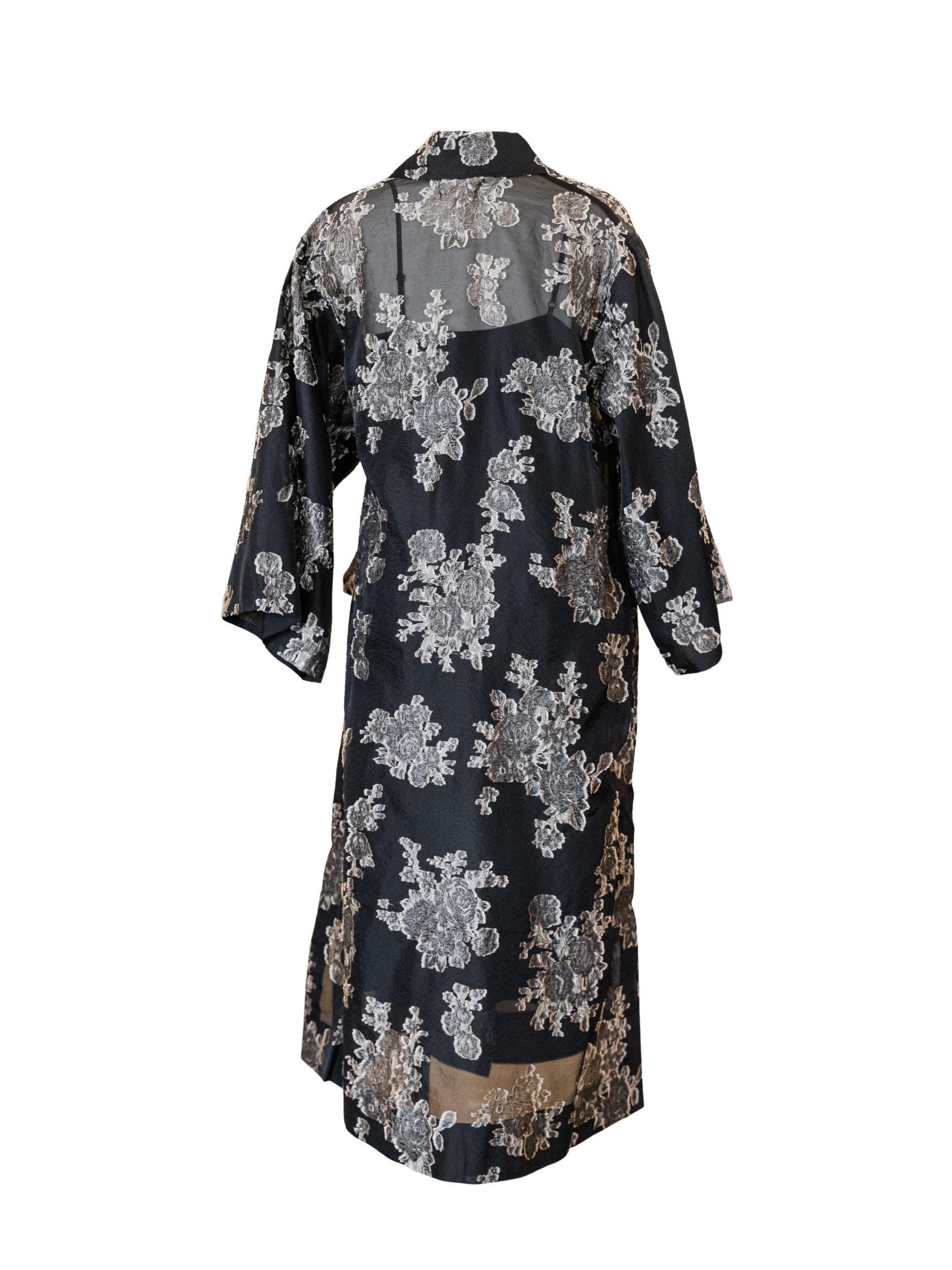 Printed Long Kimono - Black