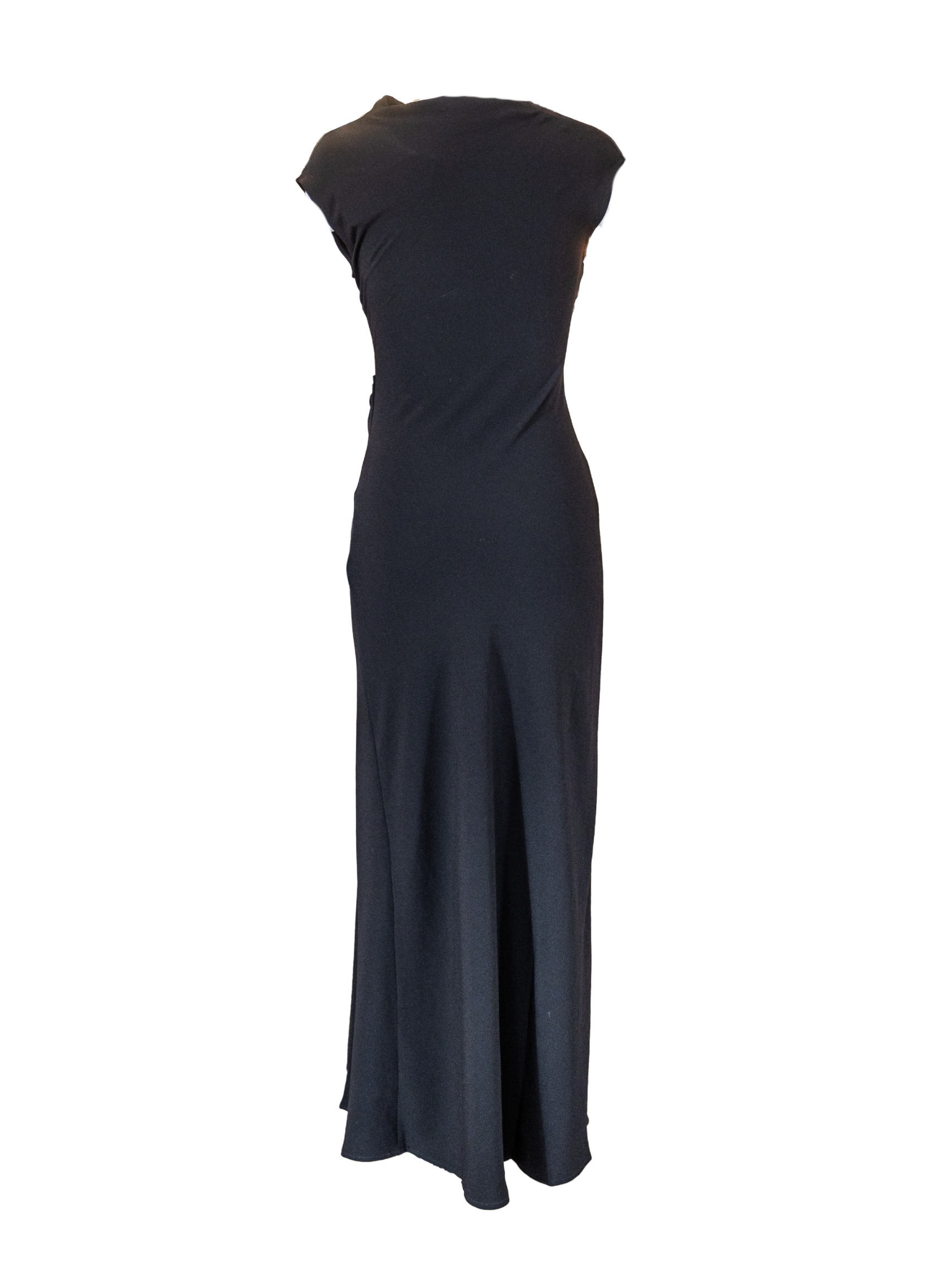 Solid Cowl Neck Dress - Black