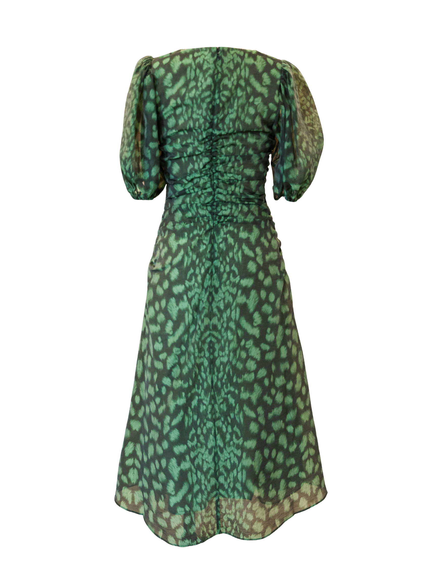 Claude Print Puff Sleeve Dress - Green