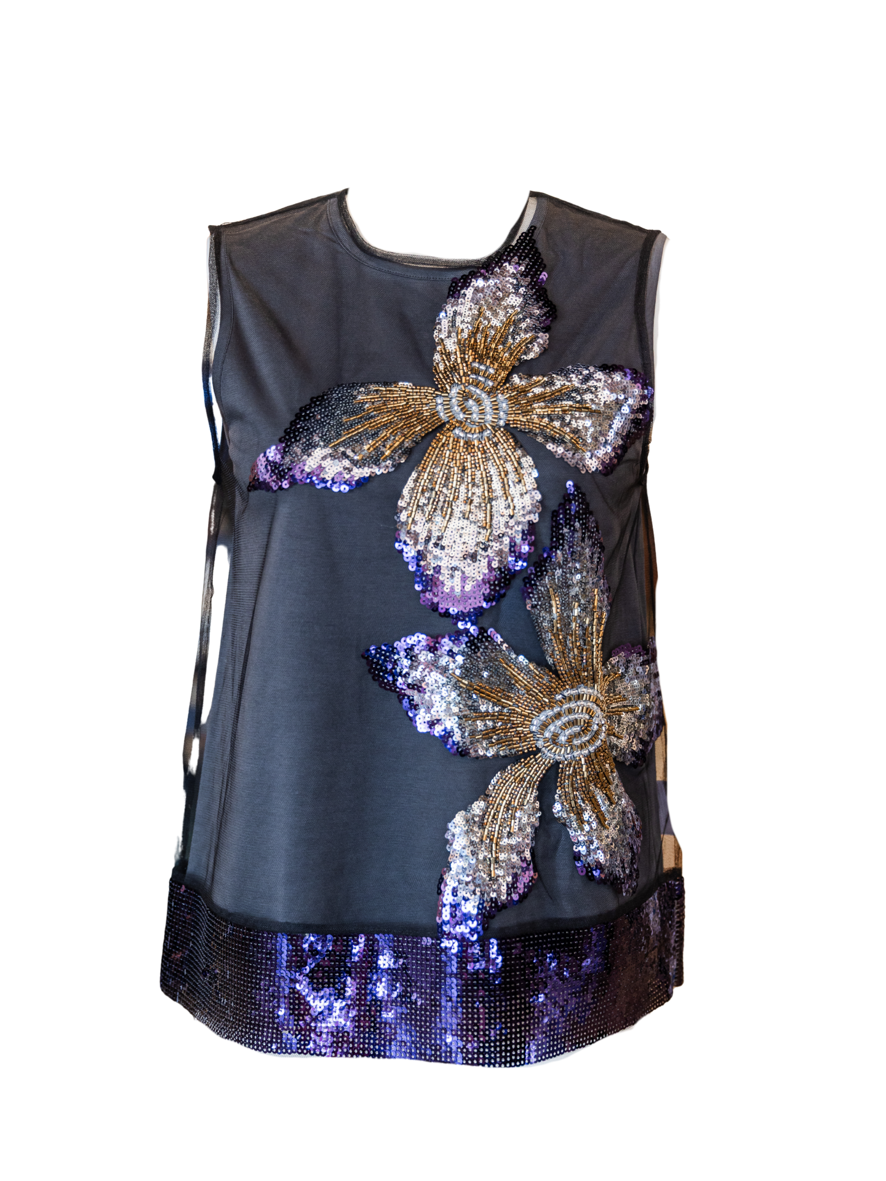 Sequin & Tulle Top - Berry