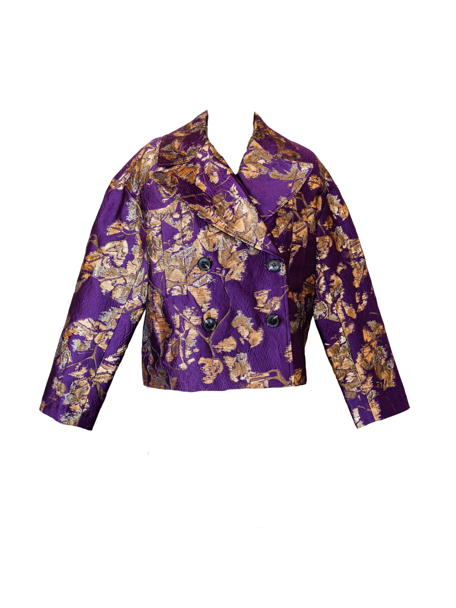 Printed Double Breasted Jacket - Berry