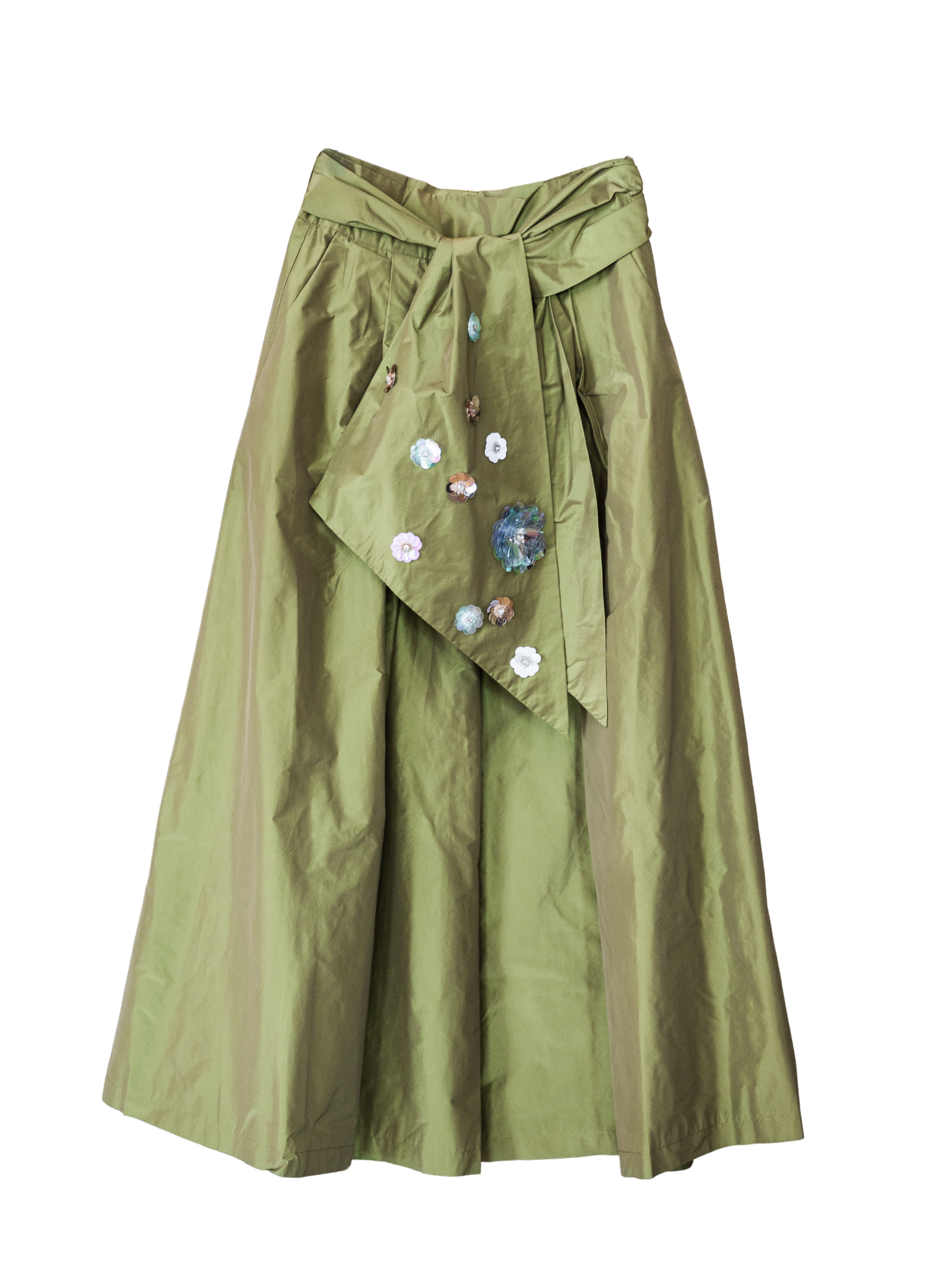 Taffeta Midi Skirt - Olive
