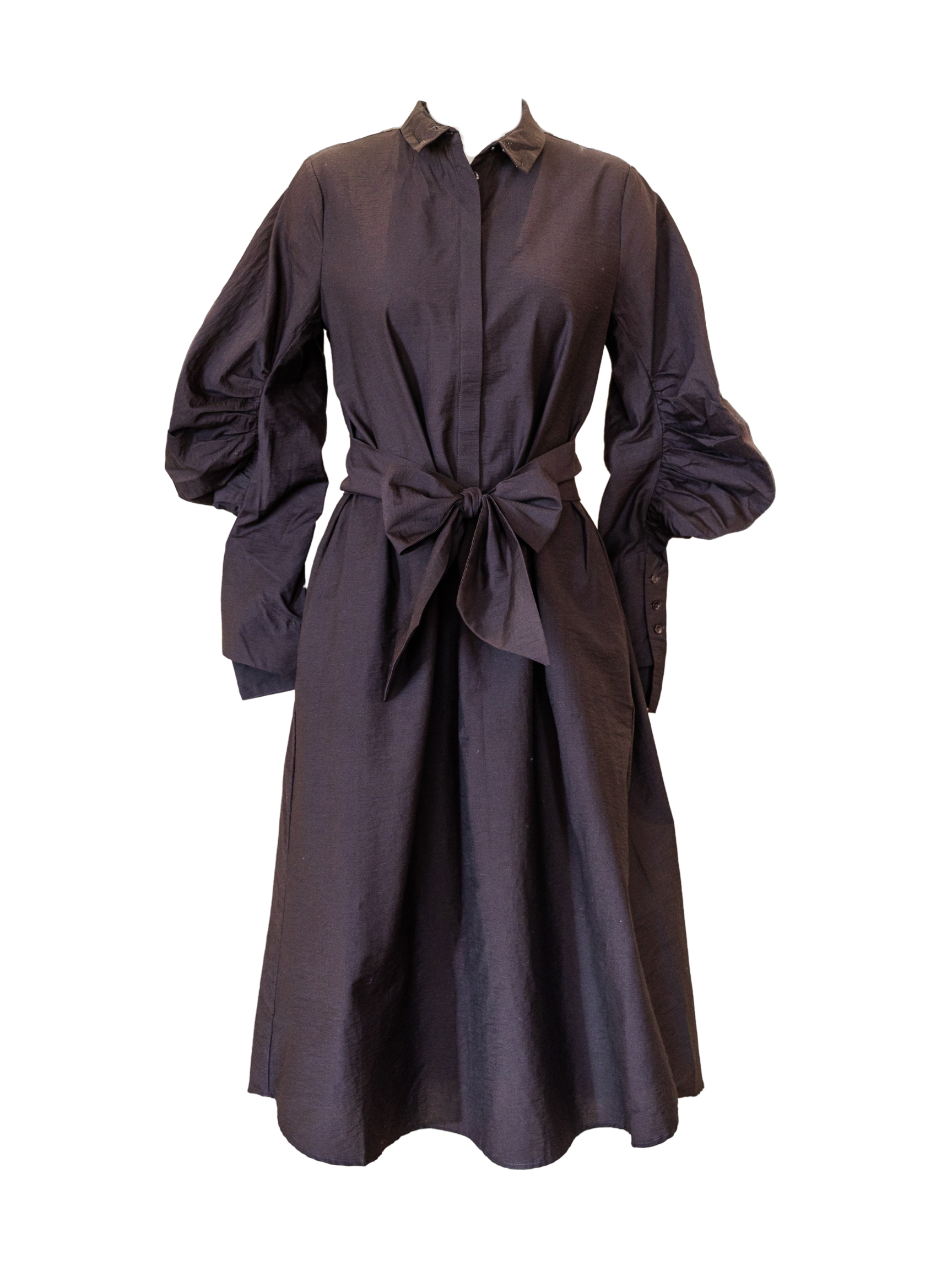 Long Sleeve High Neck Dress - Truffle