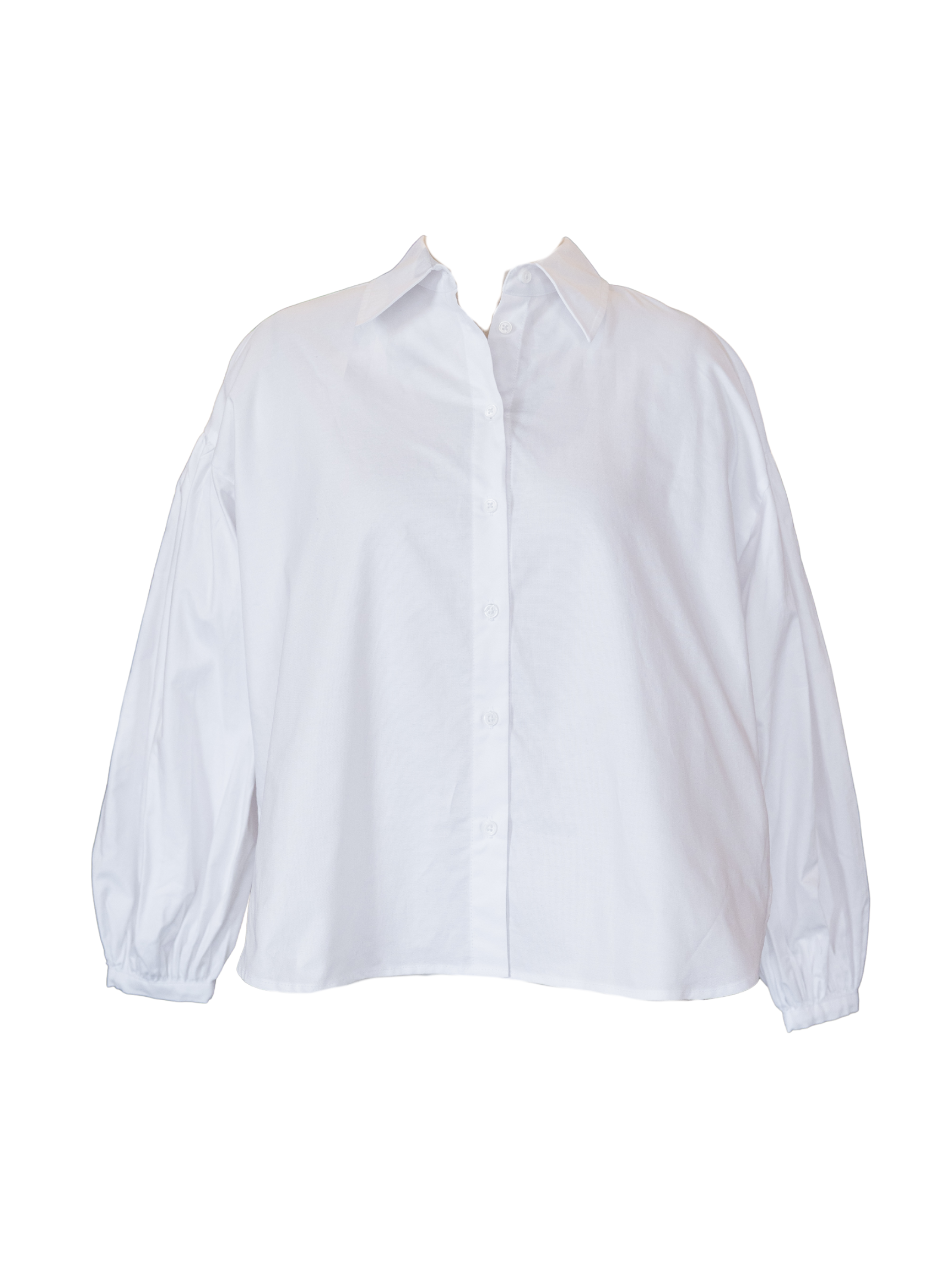 Balloon Sleeve Button Down - White
