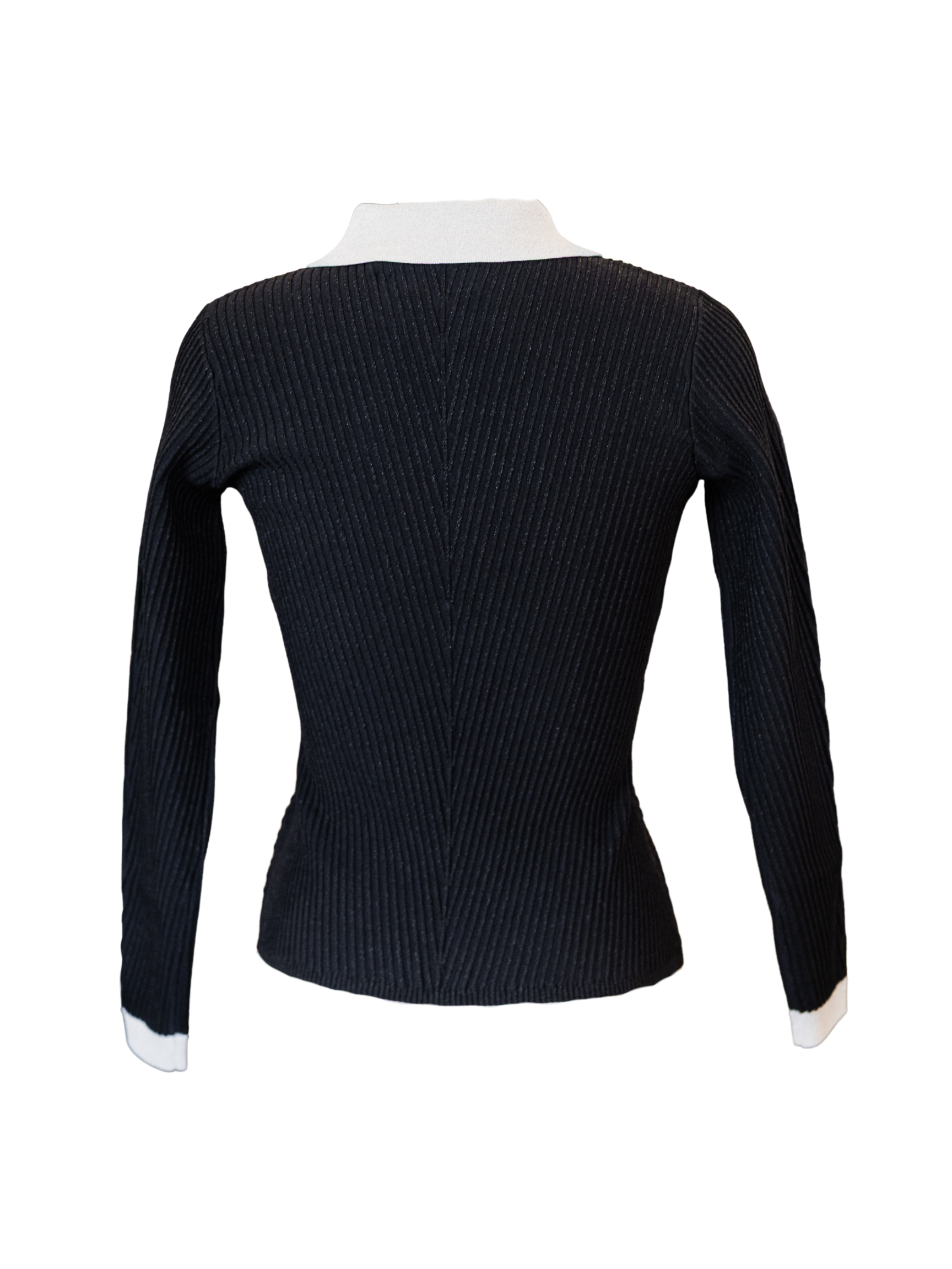 Agata Knit Top - Metallic Black/Optic White