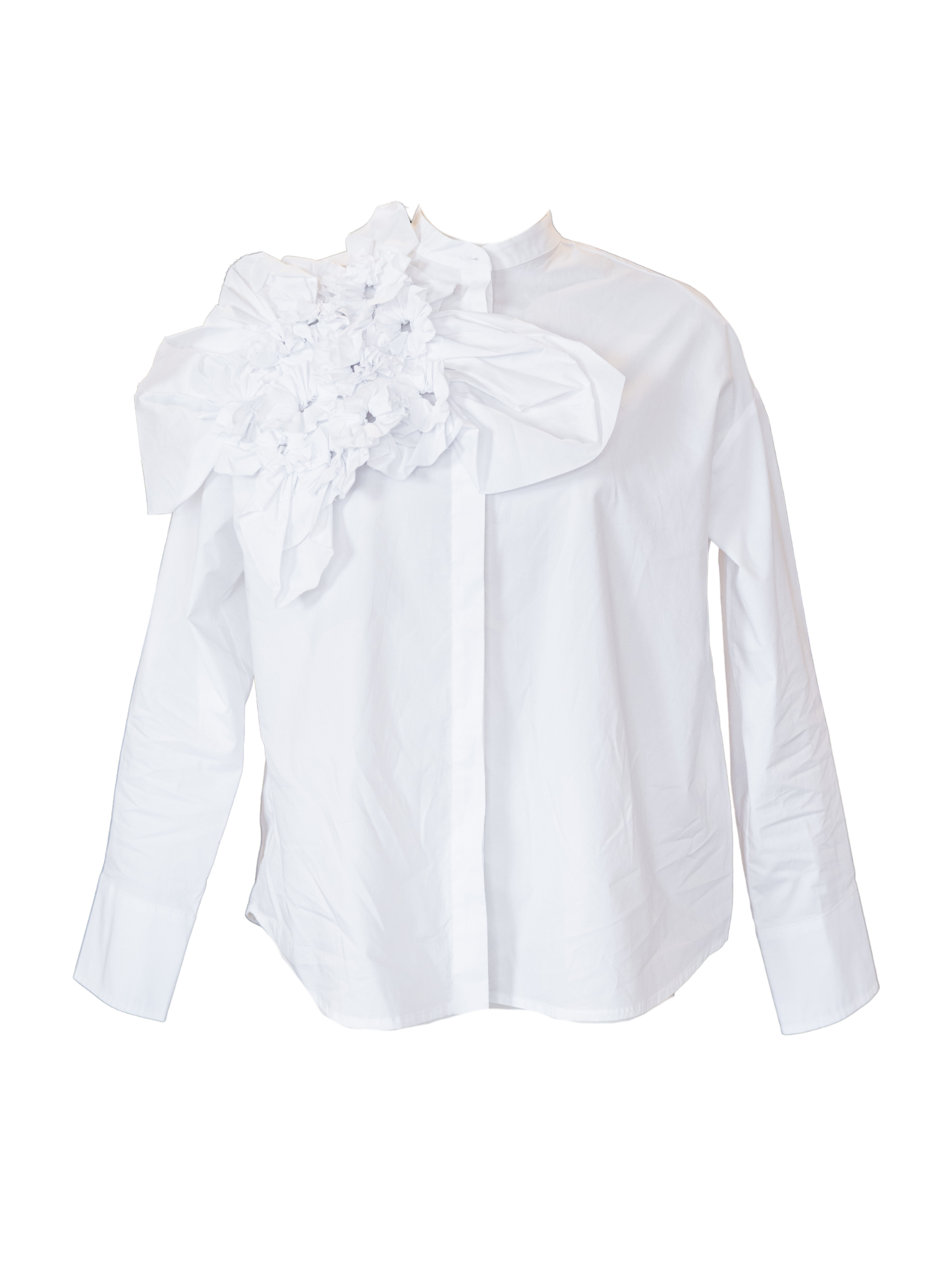 Poplin Ruffle Blouse - White
