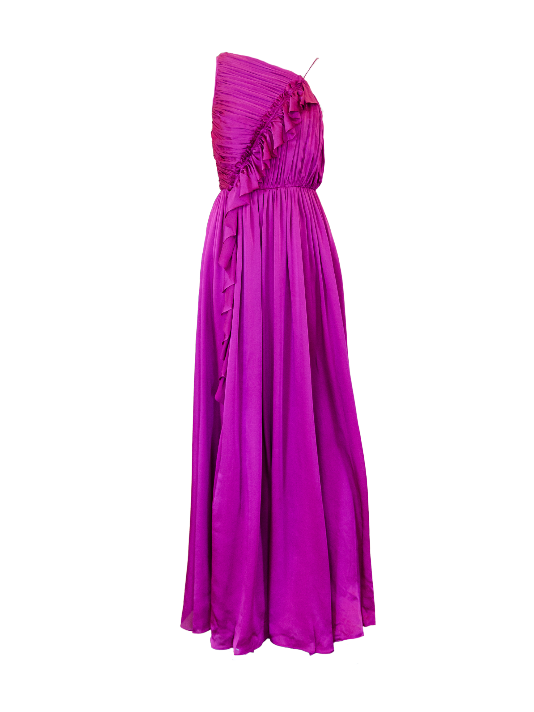 Aisha Pleated Asymmetrical Gown - Mulberry