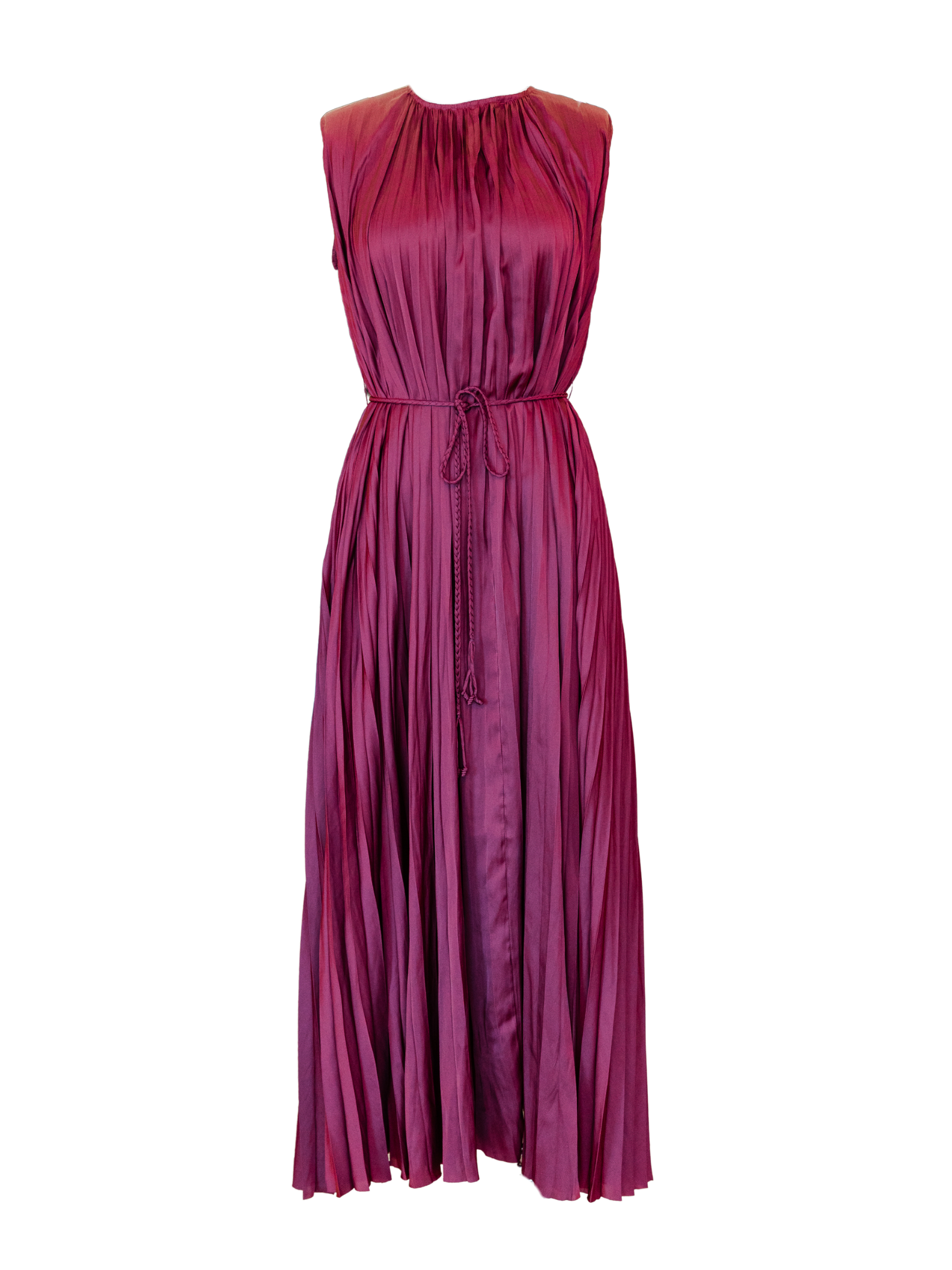 Fianna Pleated SL Midi Dress - Claret