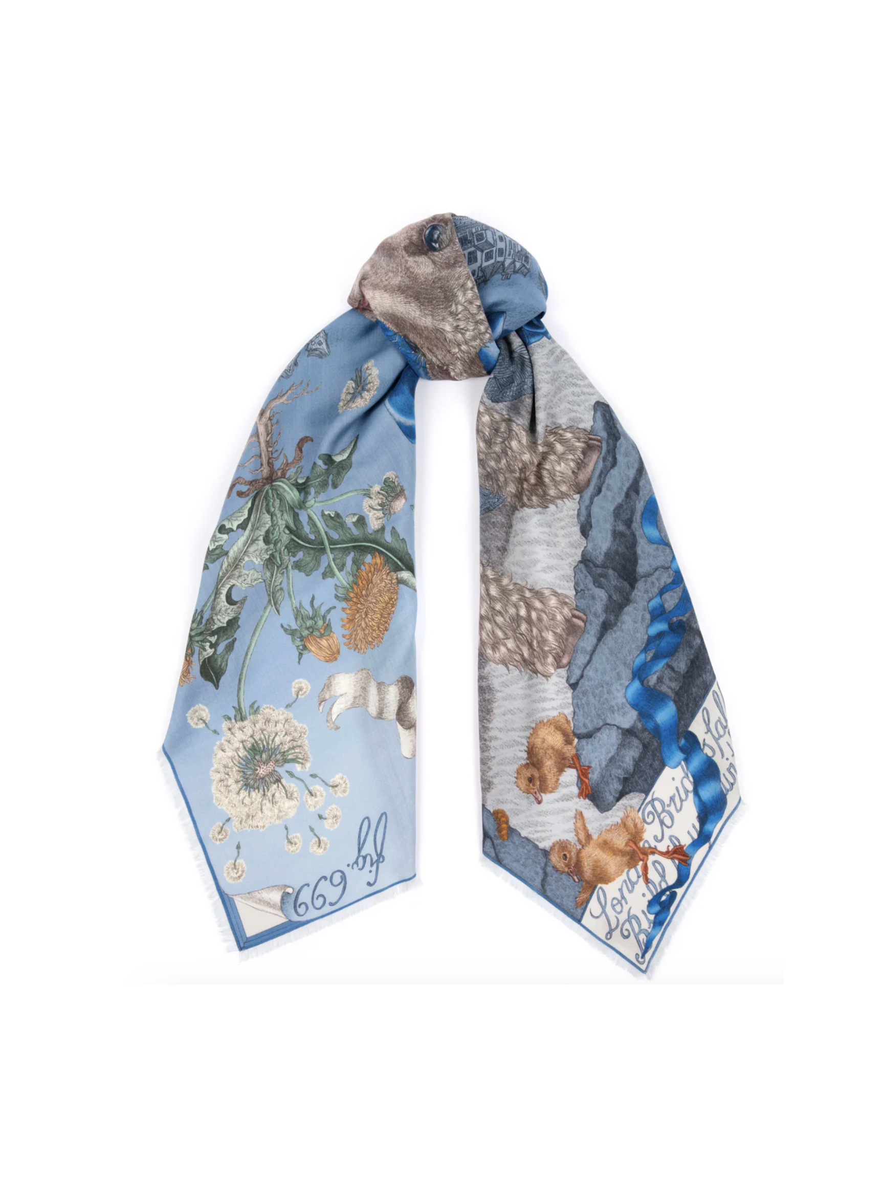 135x135 Large Silk Scarf-London Bridge-Powder/Frost