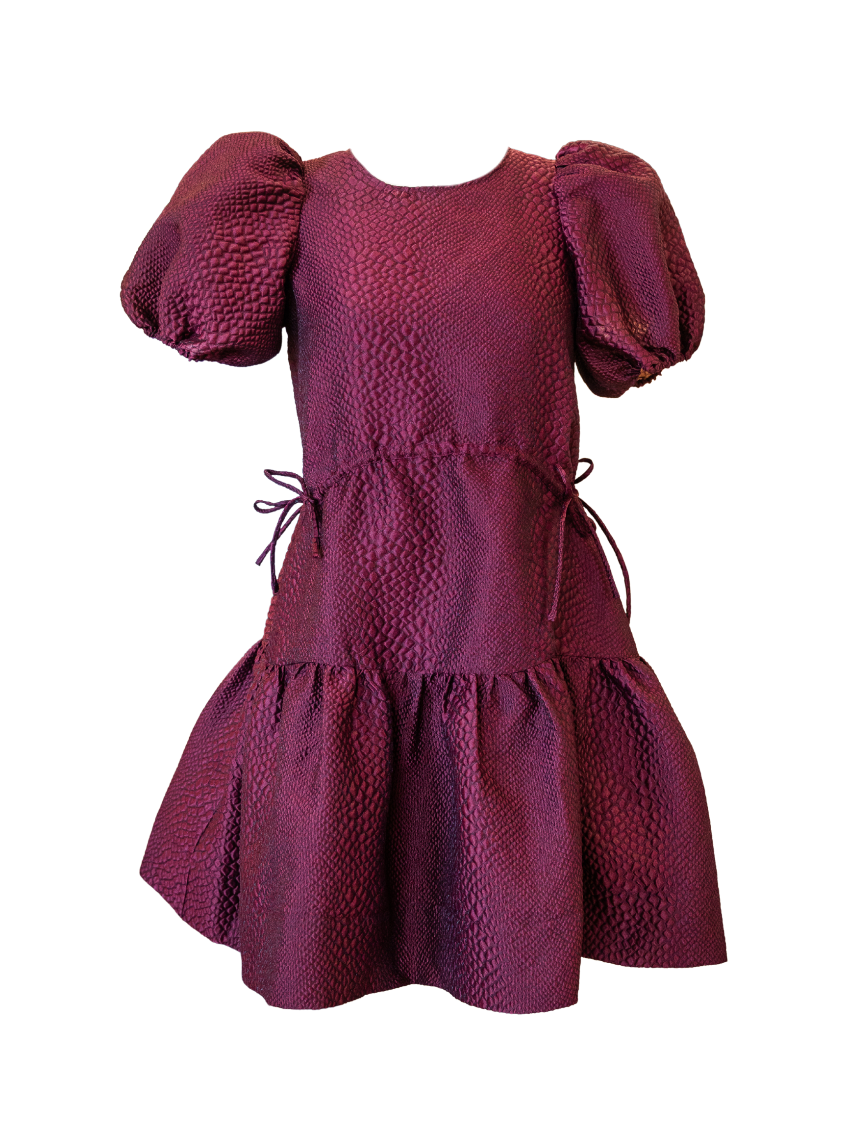 Fayetta Embossed Mini Dress - Burgundy