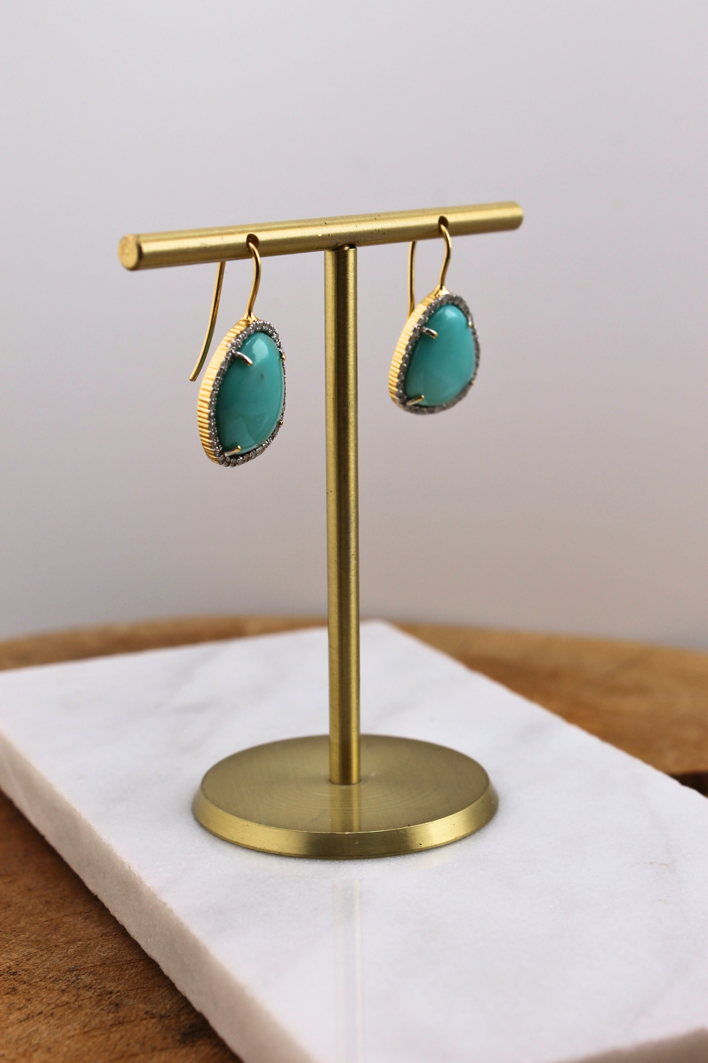 Small Round Turquoise Earrings (y10792)