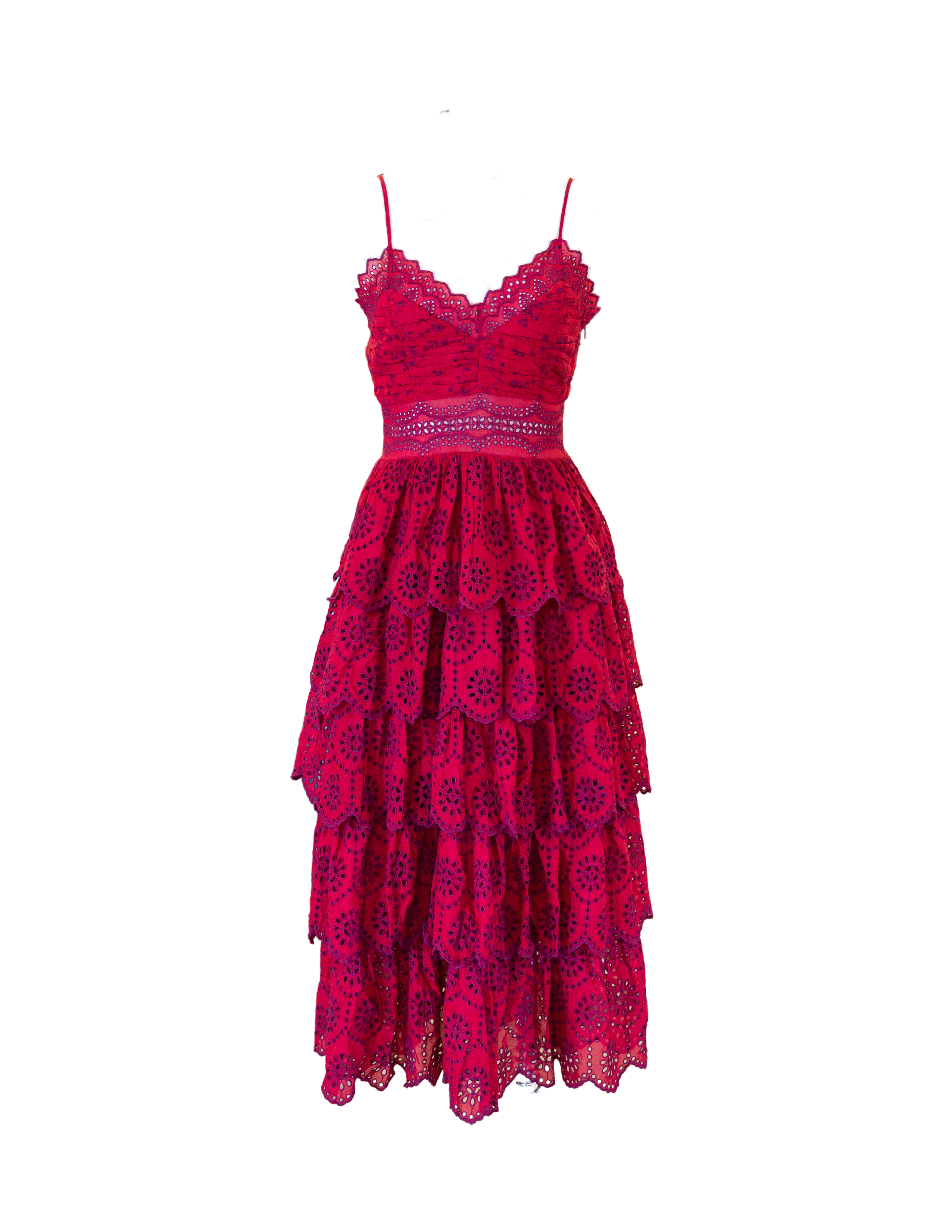 Lainey Embroidery Dress - Red