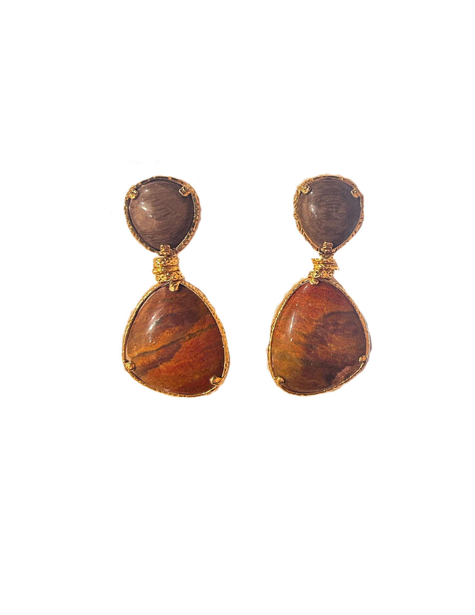 Silia Earrings Gold/ Tigers Eye