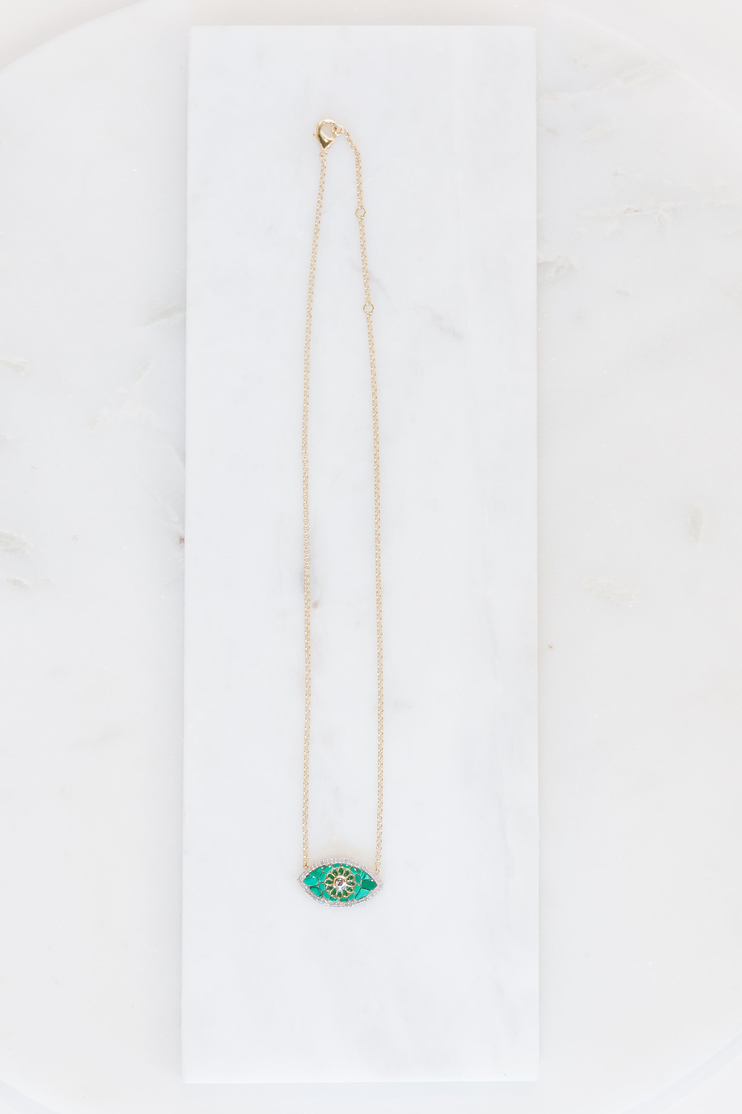 Malachite Evil Eye Necklace (y10429b)