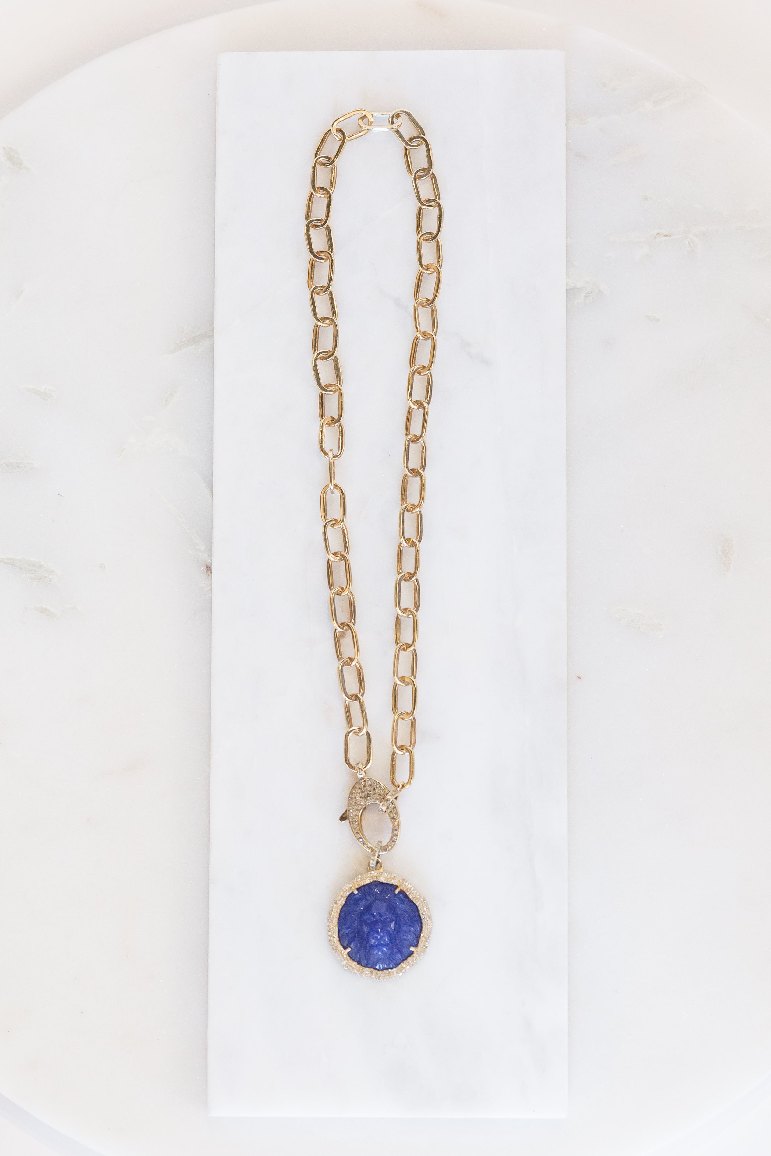 Lapis Lion Pendant (Y9904B)