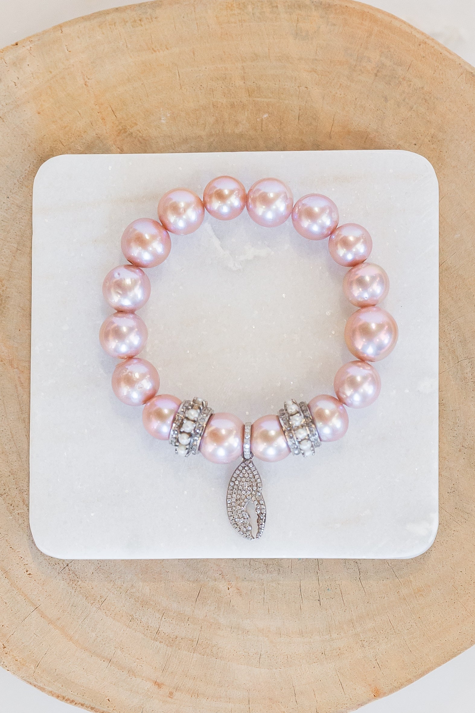 Pink Edison Pearl Bracelet with Lobster Claw (y10107B)