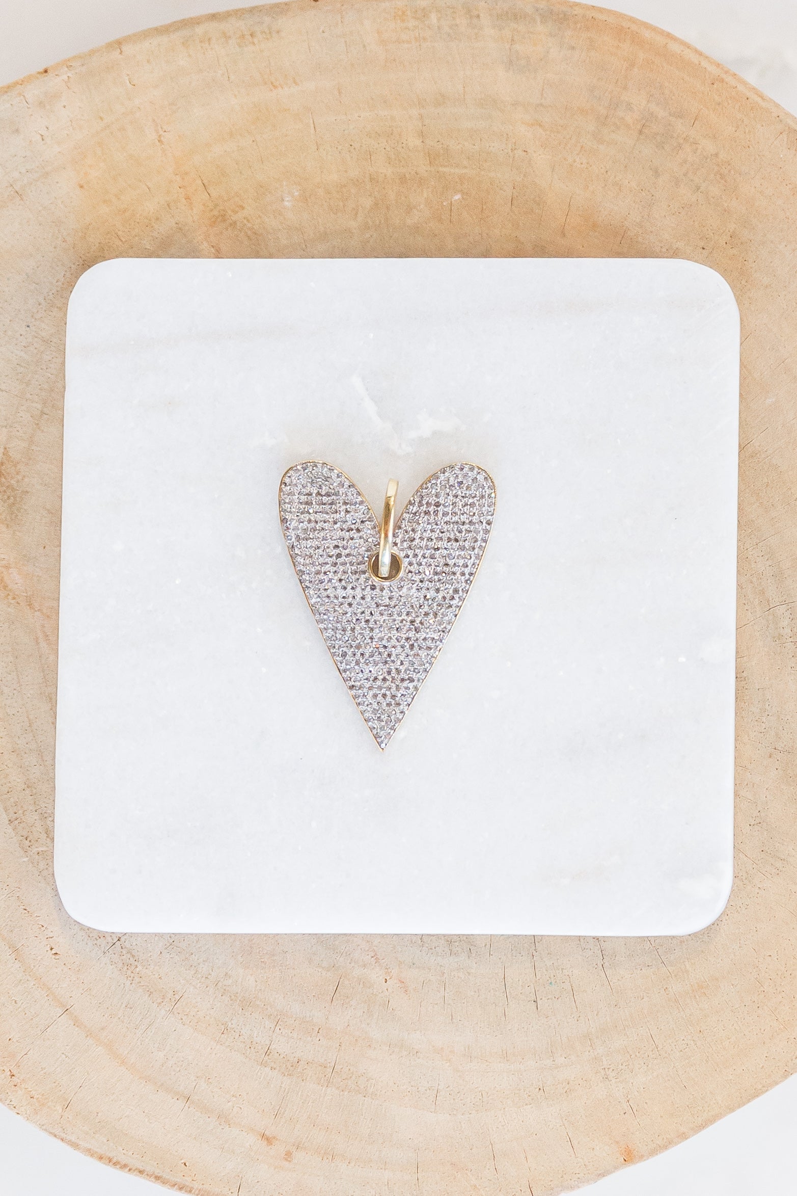 Oblong Pave Diamond Heart Pendant (Y9211B)