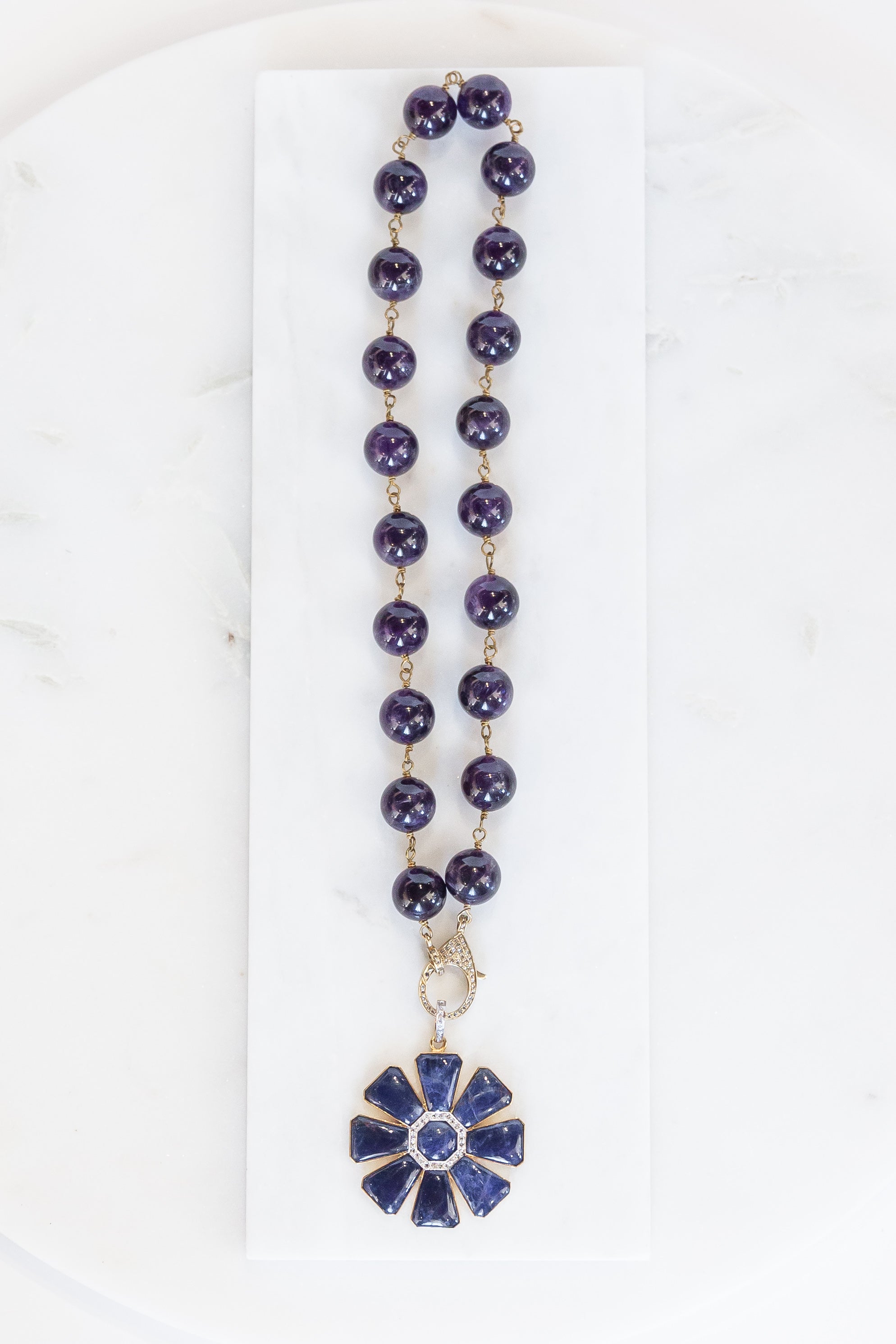 Lapis Flower Pendant (y10375B)