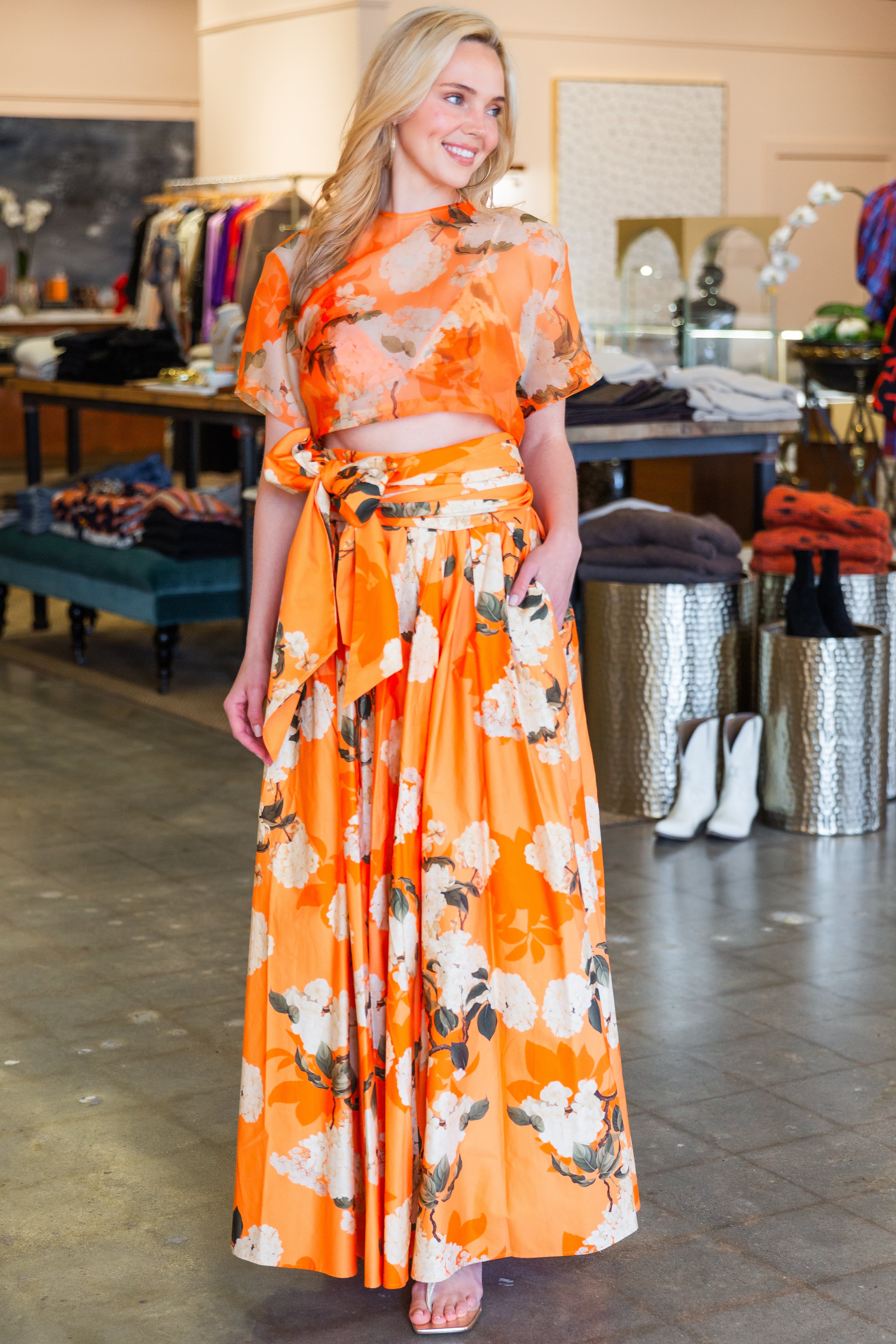 Valerie Maxi Skirt - Hydrangea Tangerine