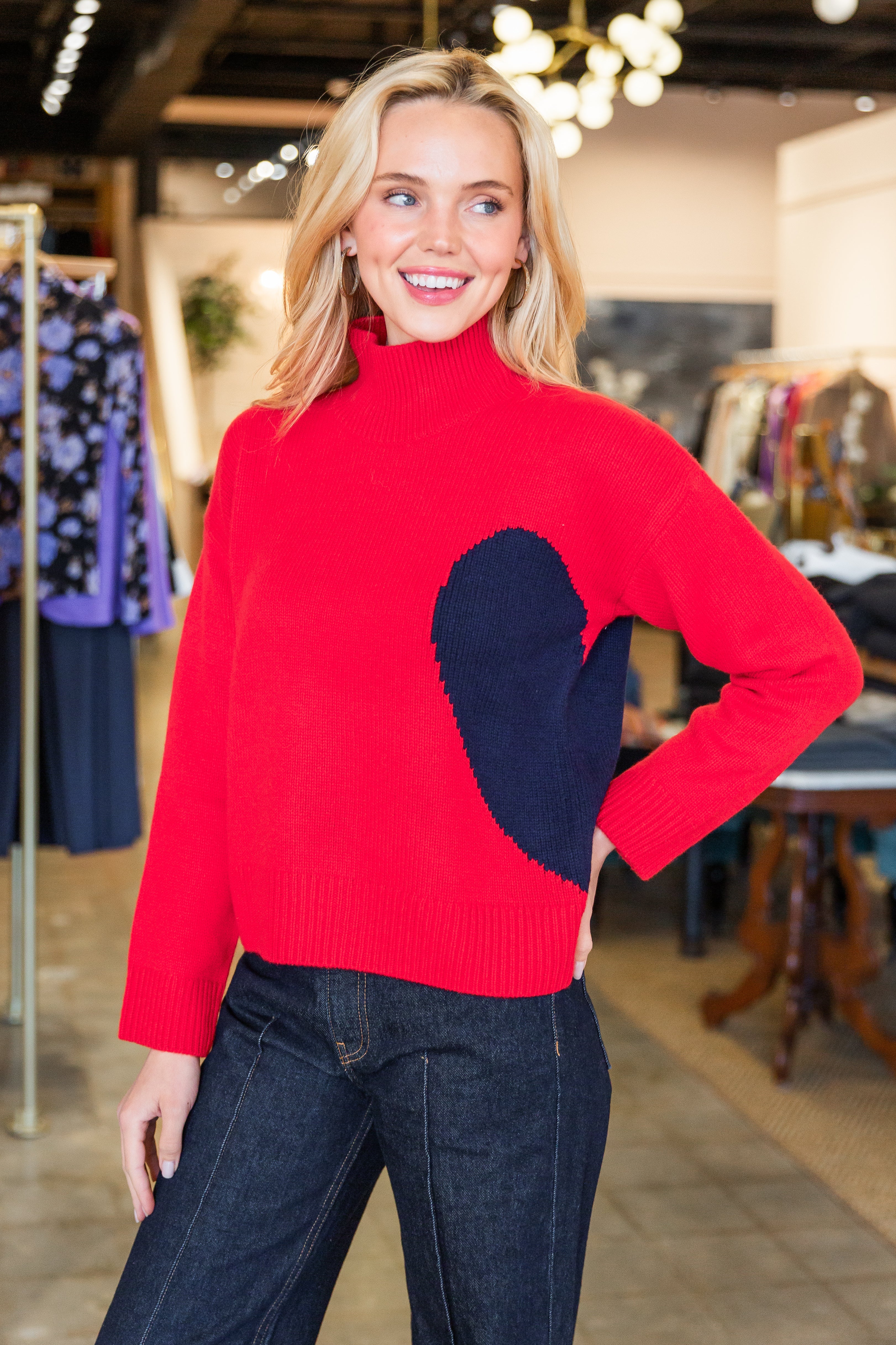 Lucy Imperfect Heart Sweater - Cherri Red