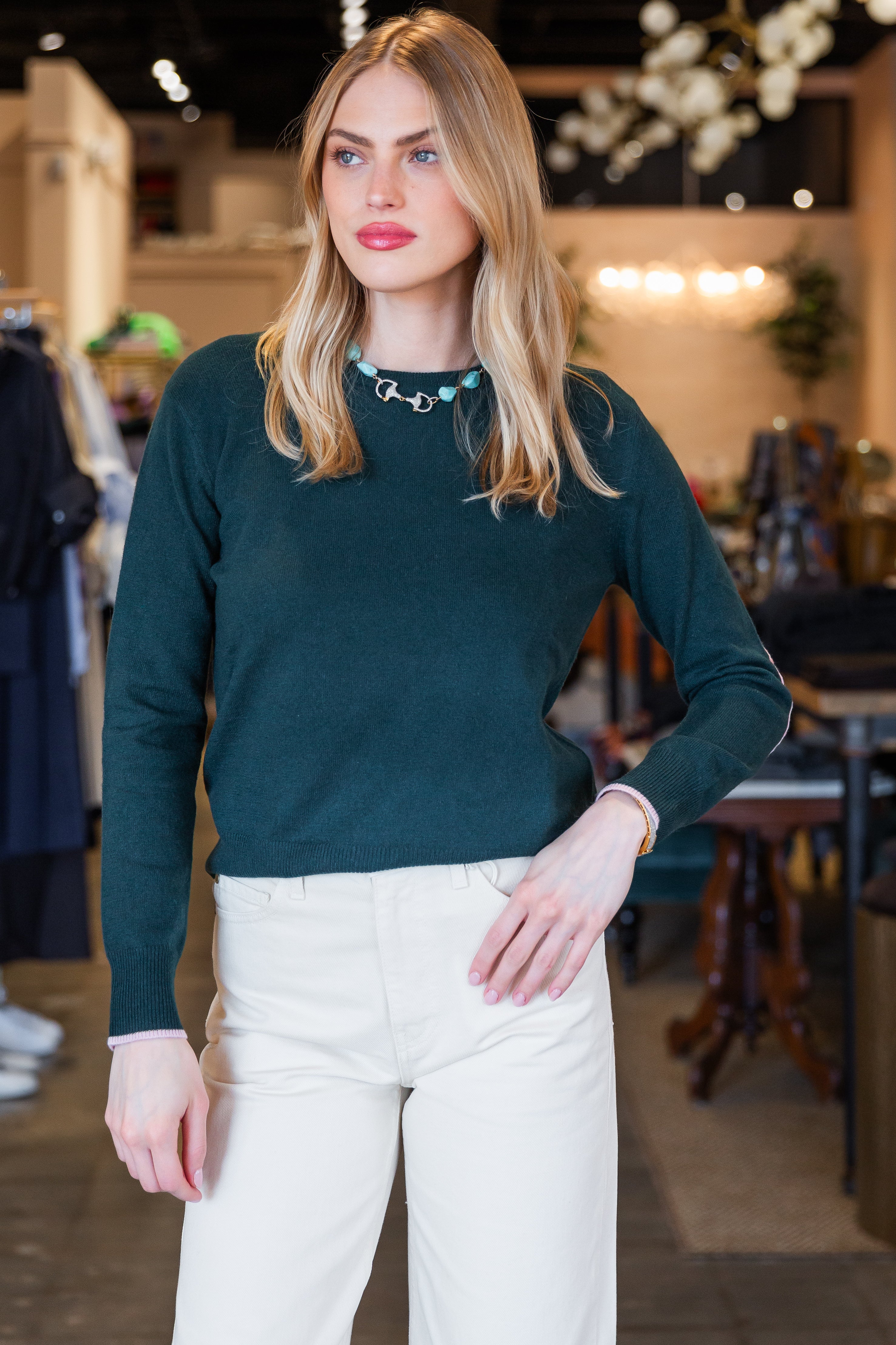 Patchwork Cashmere Sweater - Emerald