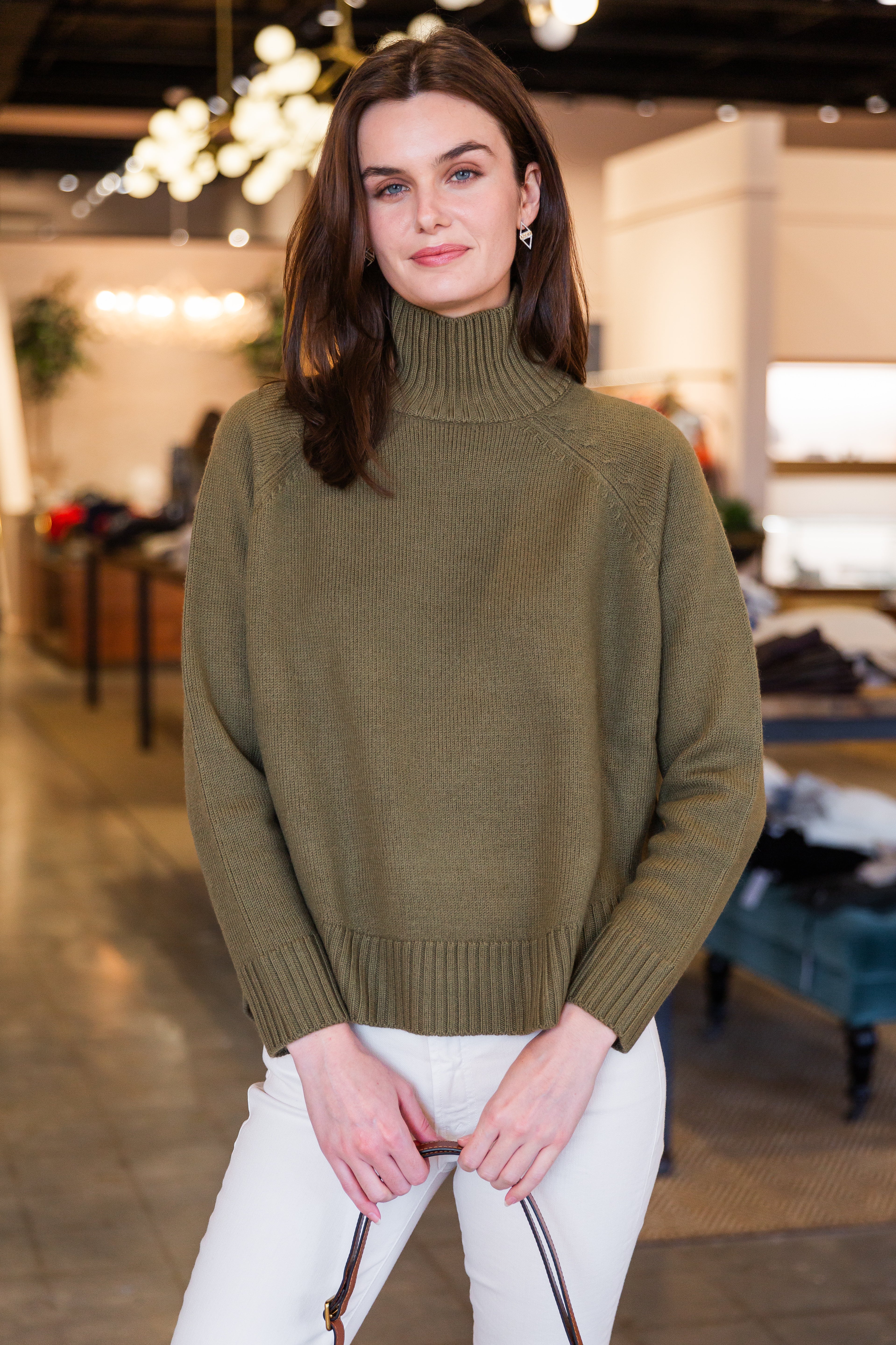 Turtleneck Knit Sweater - Olive