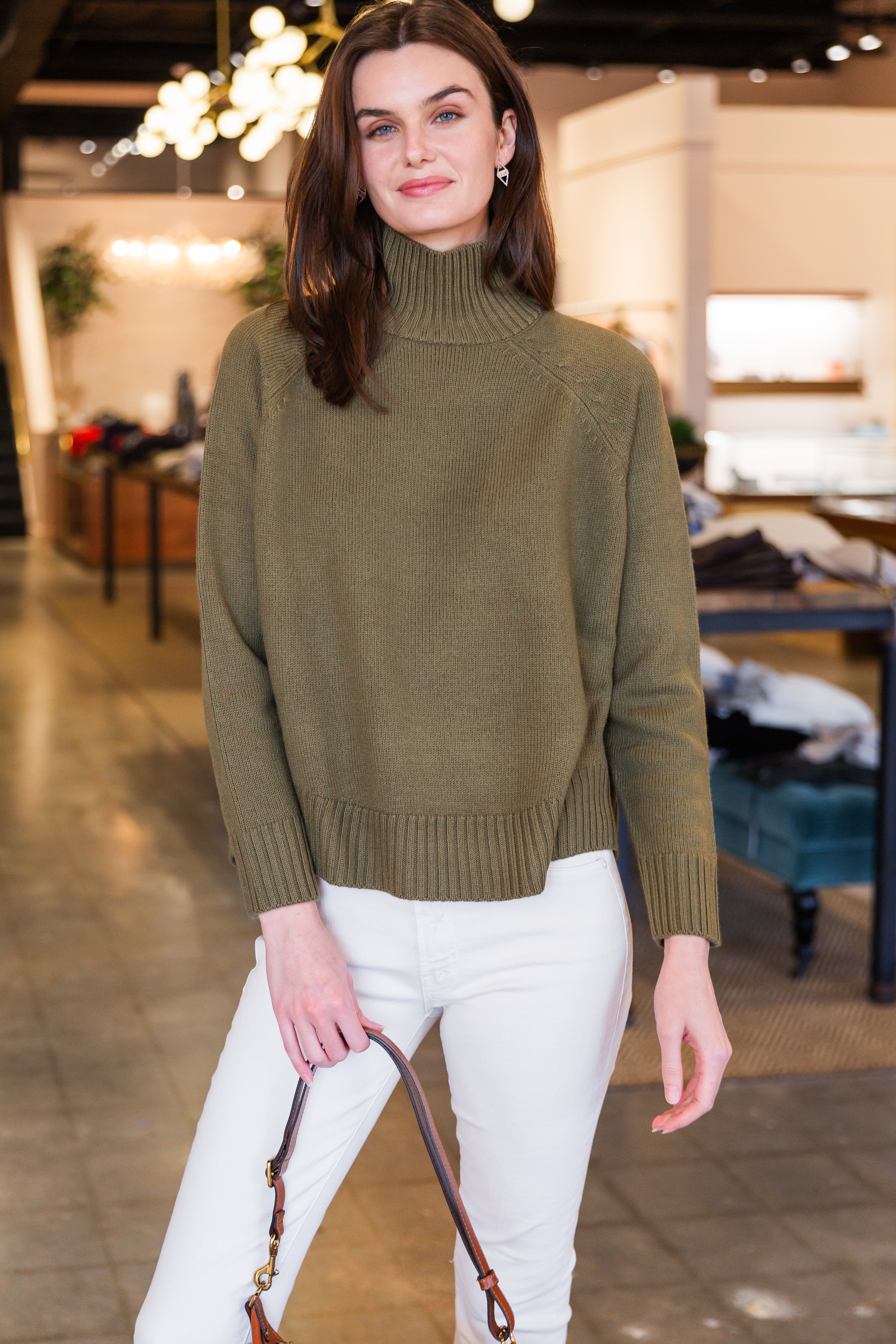 Turtleneck Knit Sweater - Olive