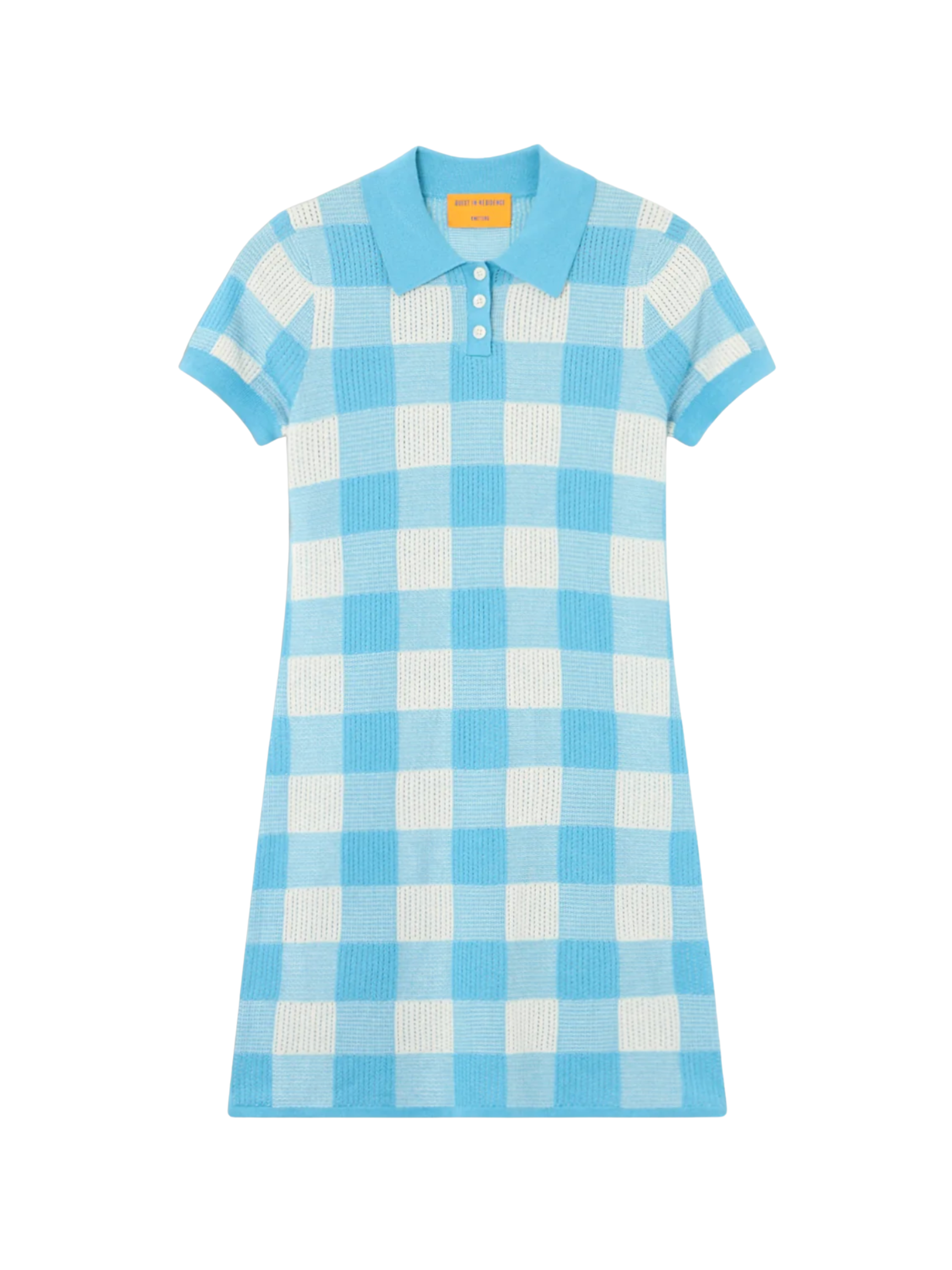 Gingham Polo Dress - Swimming Pool /Cream