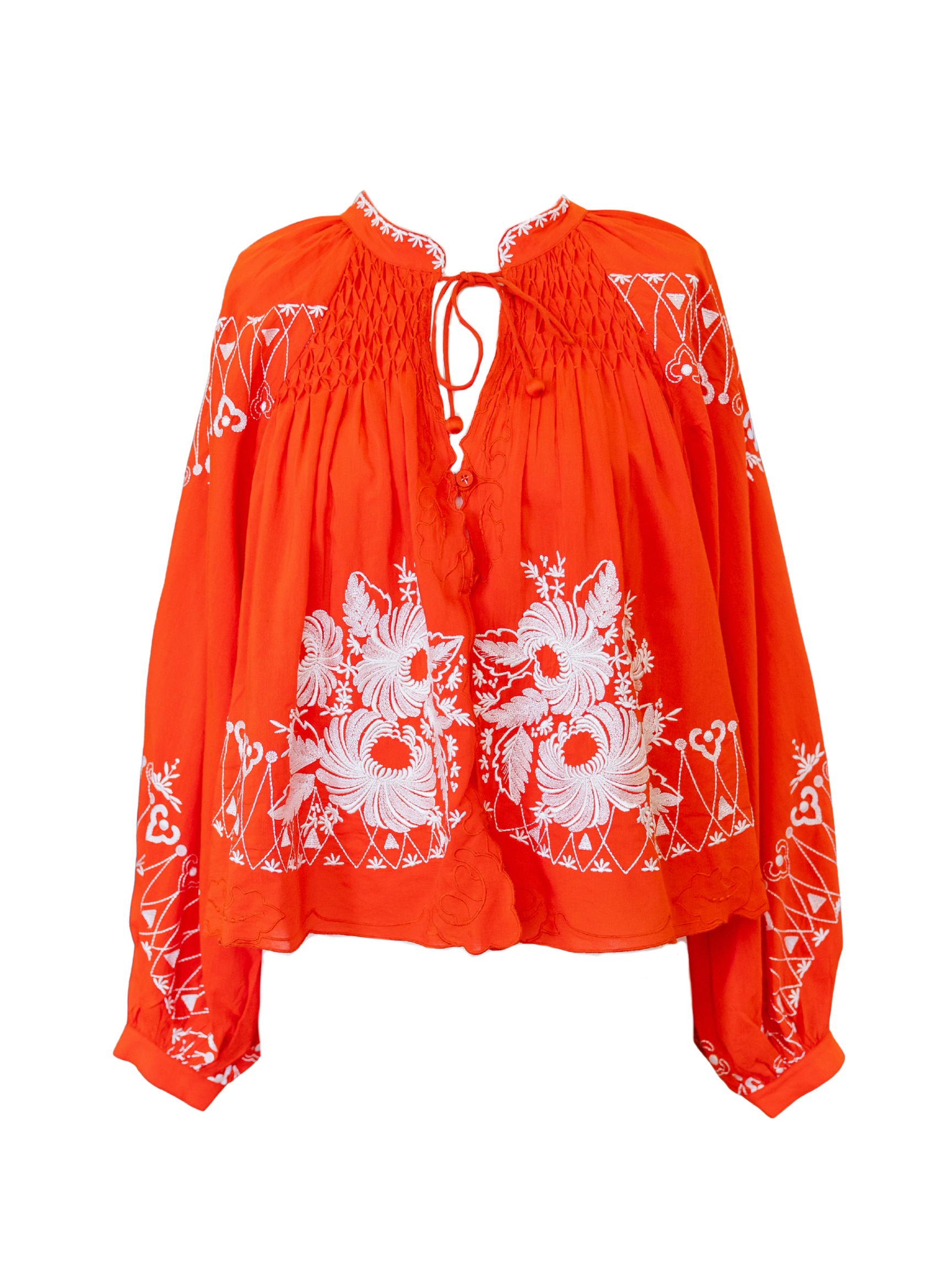 Serafina Embroidery Blouse - Poppy