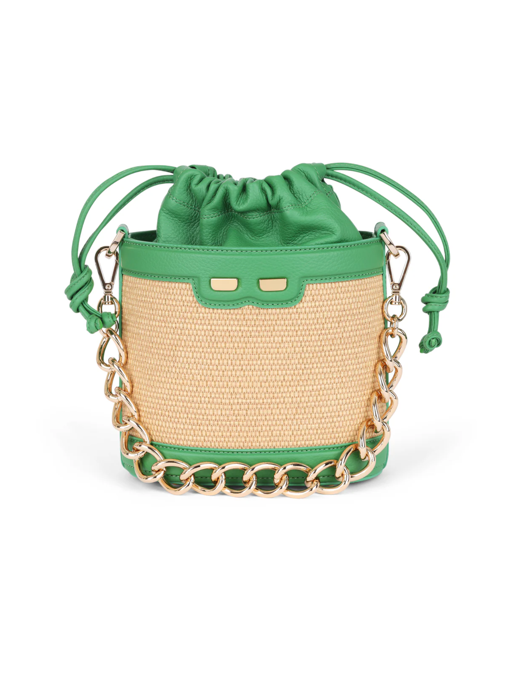 Byrd Bucket - Raffia & Green