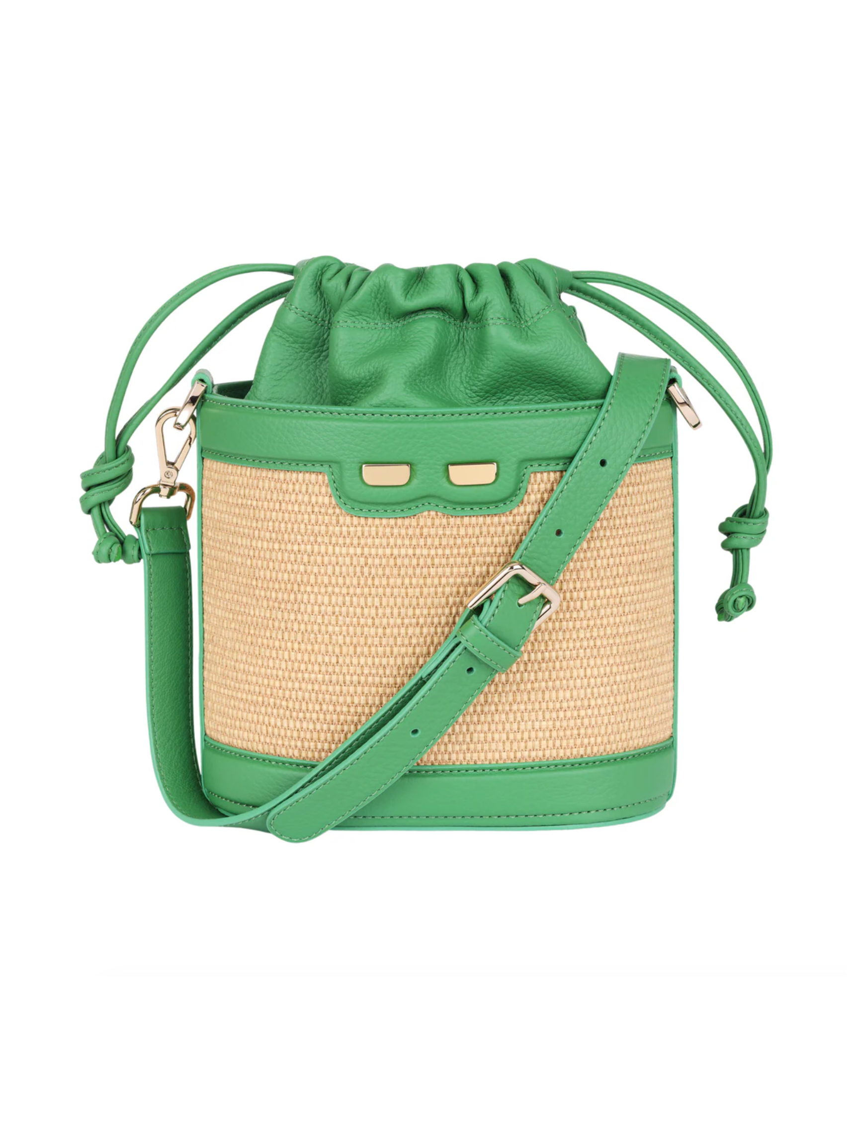Byrd Bucket - Raffia & Green