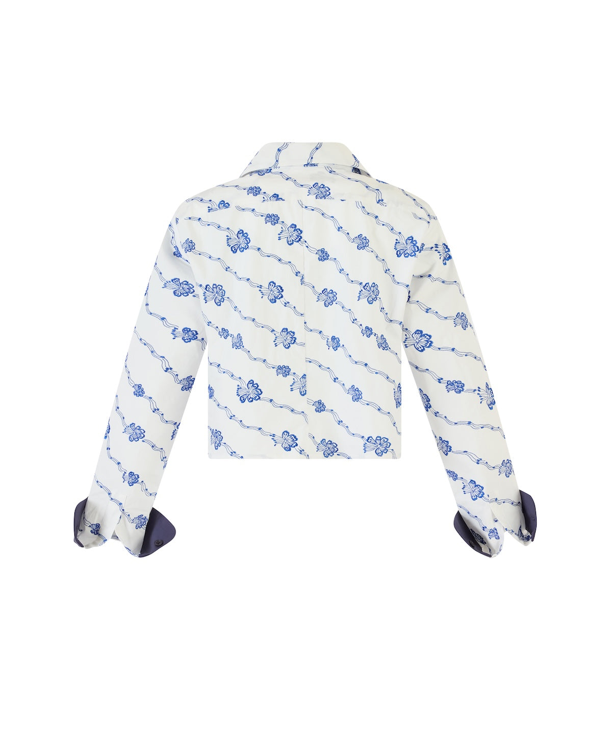 Cropped Button Down - Blue/White