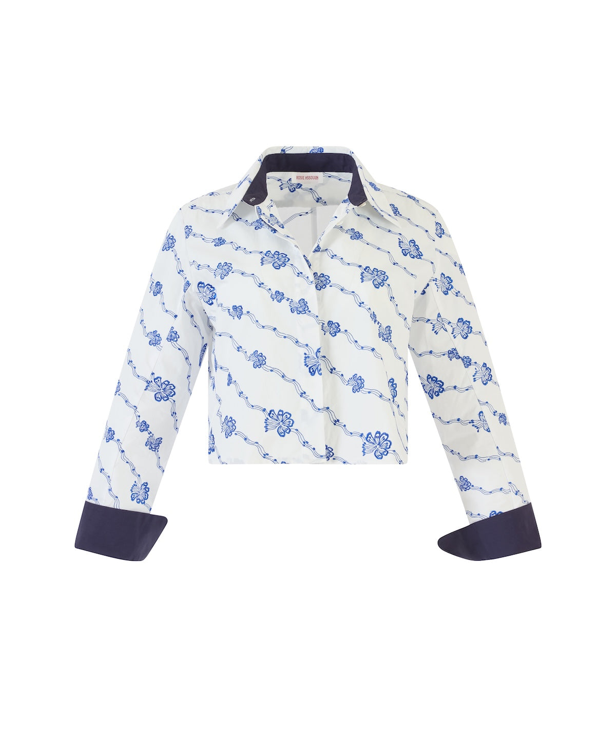 Cropped Button Down - Blue/White
