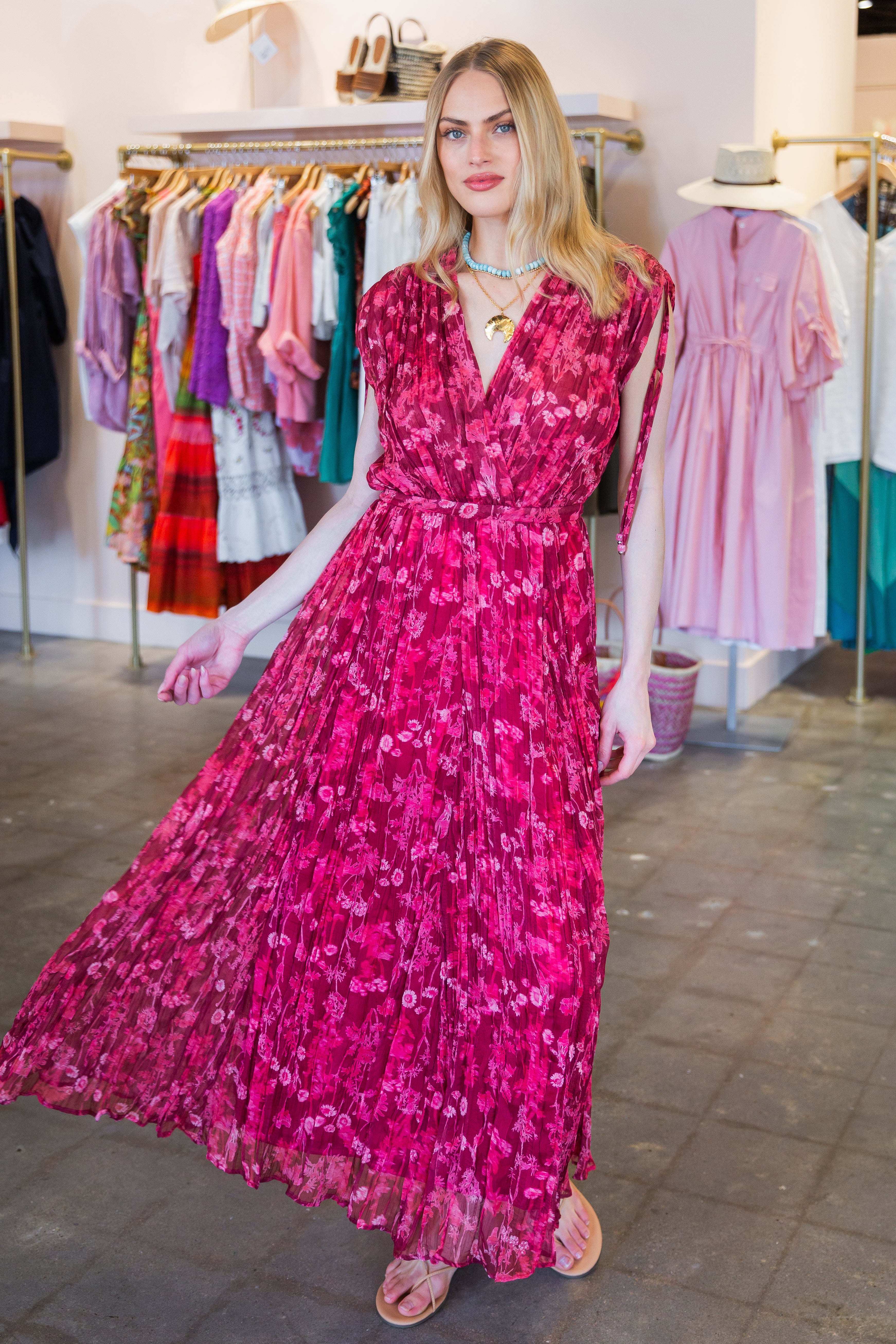 Pollonia Dress- Fuchsia Pink Print