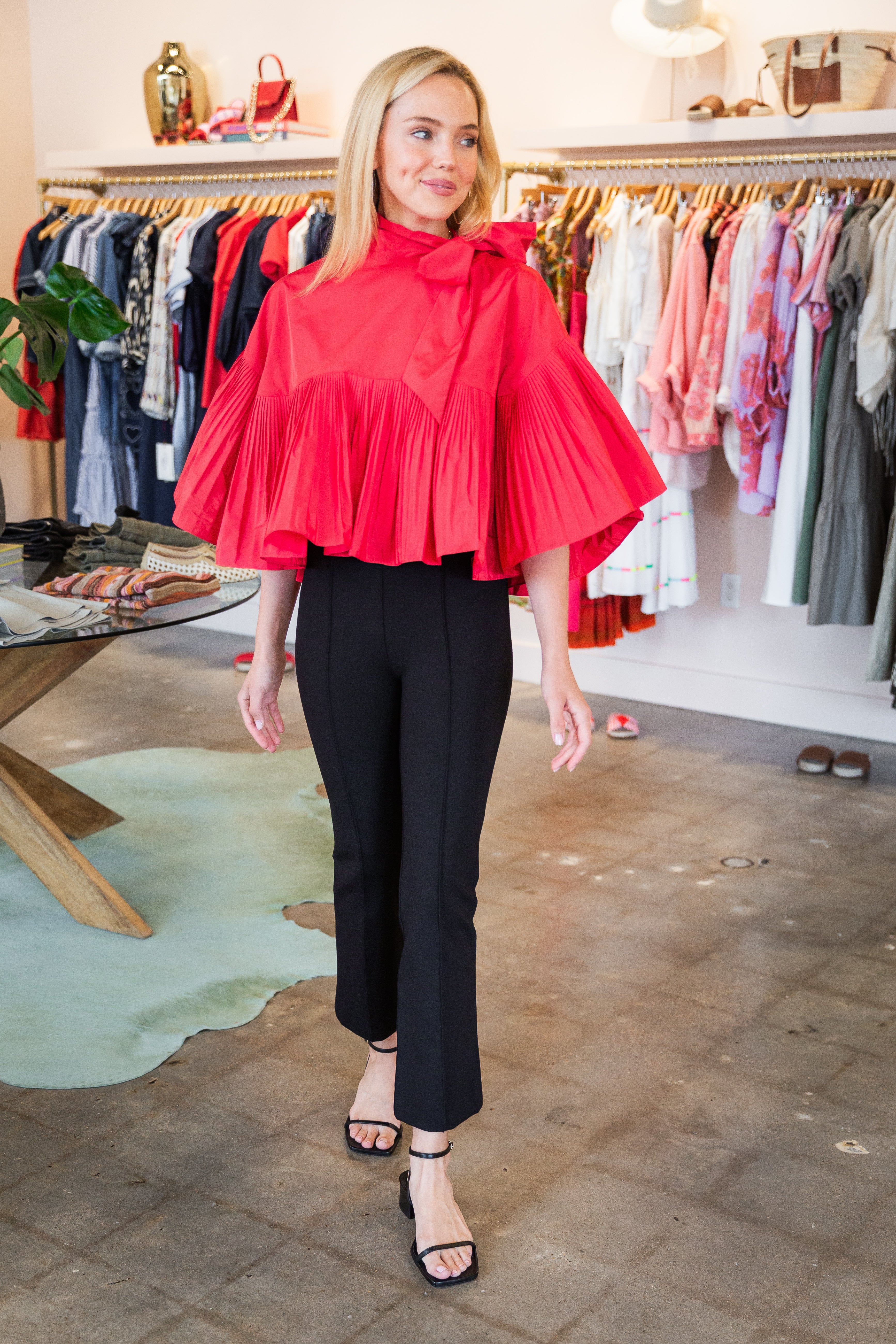 Ruffle Cape Top - Red