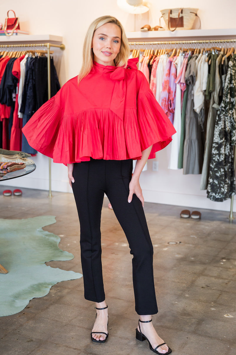 Ruffle Cape Top - Red