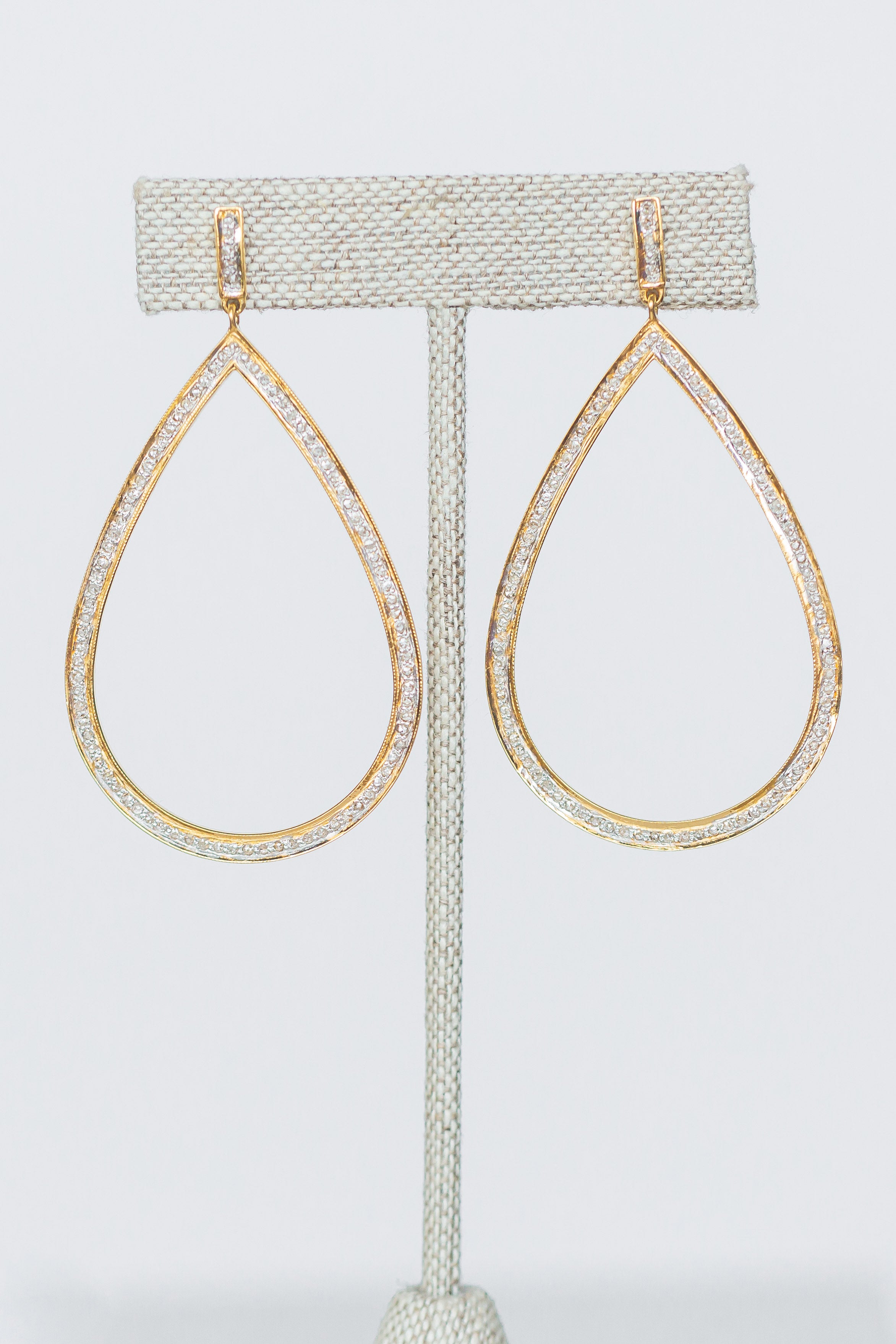 Large Gold & Diamond Drop Earrings